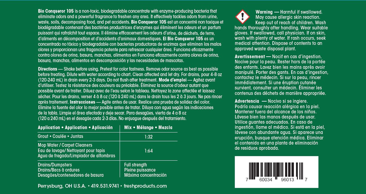 Bio Conqueror 105 Liquid - 1 gallon Herbal Mint (4 Pack)