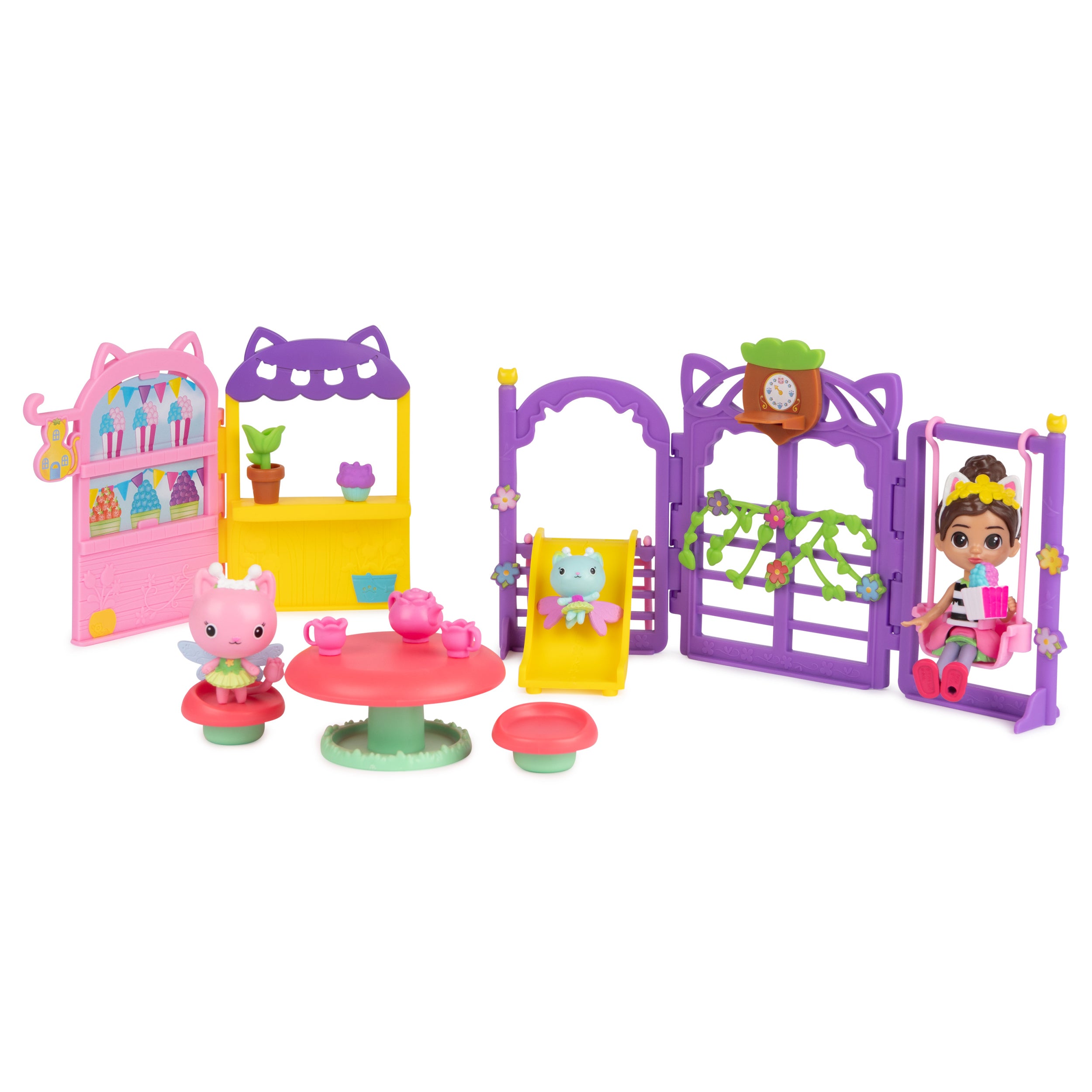 Gabby’s Dollhouse, Kitty Fairy Garden Party, 18-Piece Playset with 3 Toy Figures, Surprise Toys & Dollhouse Accessories, Kids Toys for Girls & Boys 3+