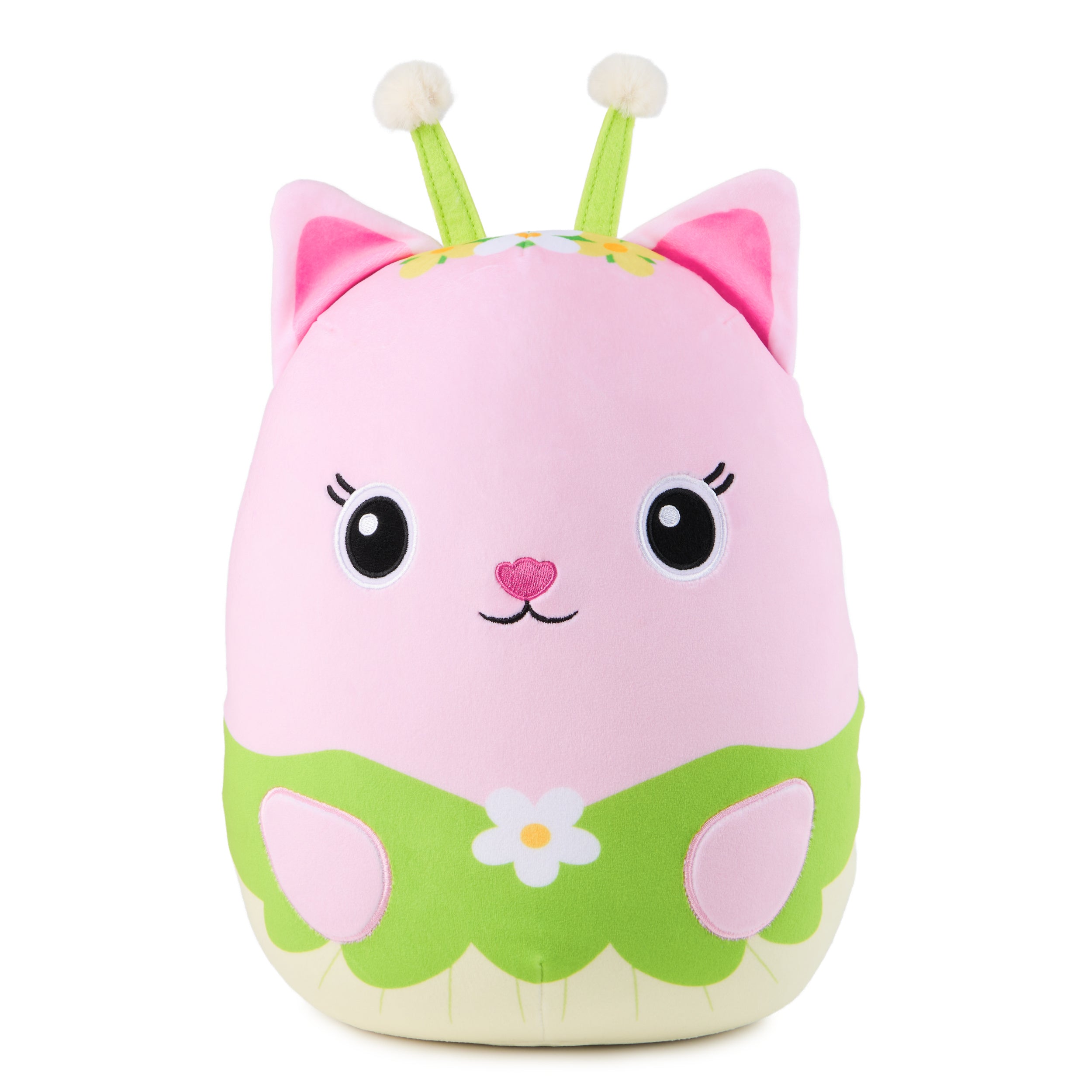 Gabby’s Dollhouse Official Kitty Fairy Squishy Plush Toy, Cat Stuffed Animal, Squishy Toys for Ages 1 & Up, Pink/Green, 12”