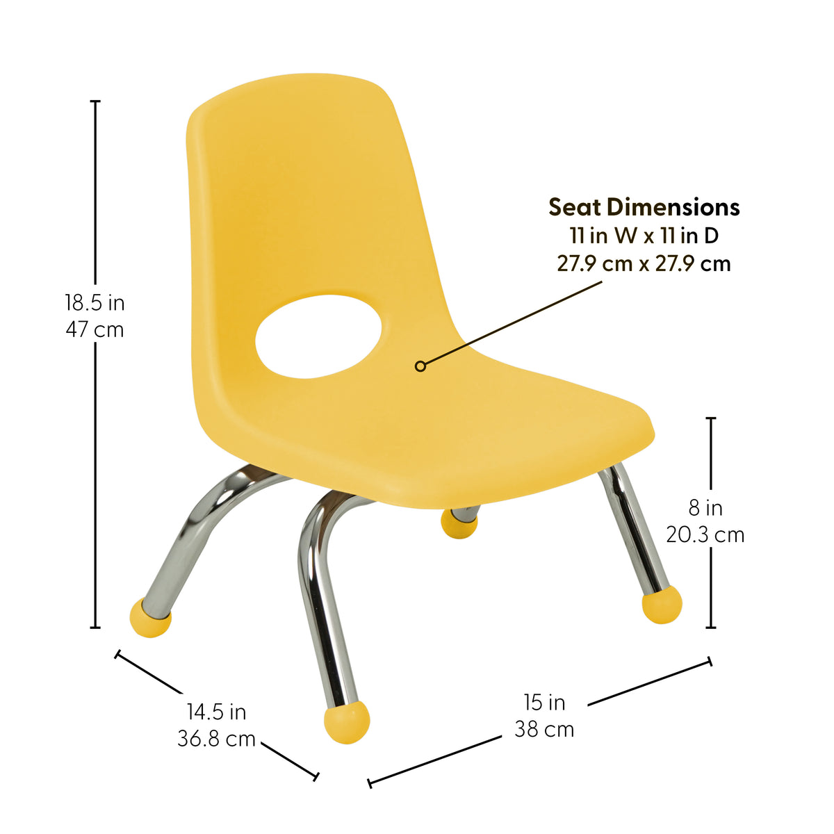 8" Stack Chair with Ball Glides, 6-Pack - Yellow