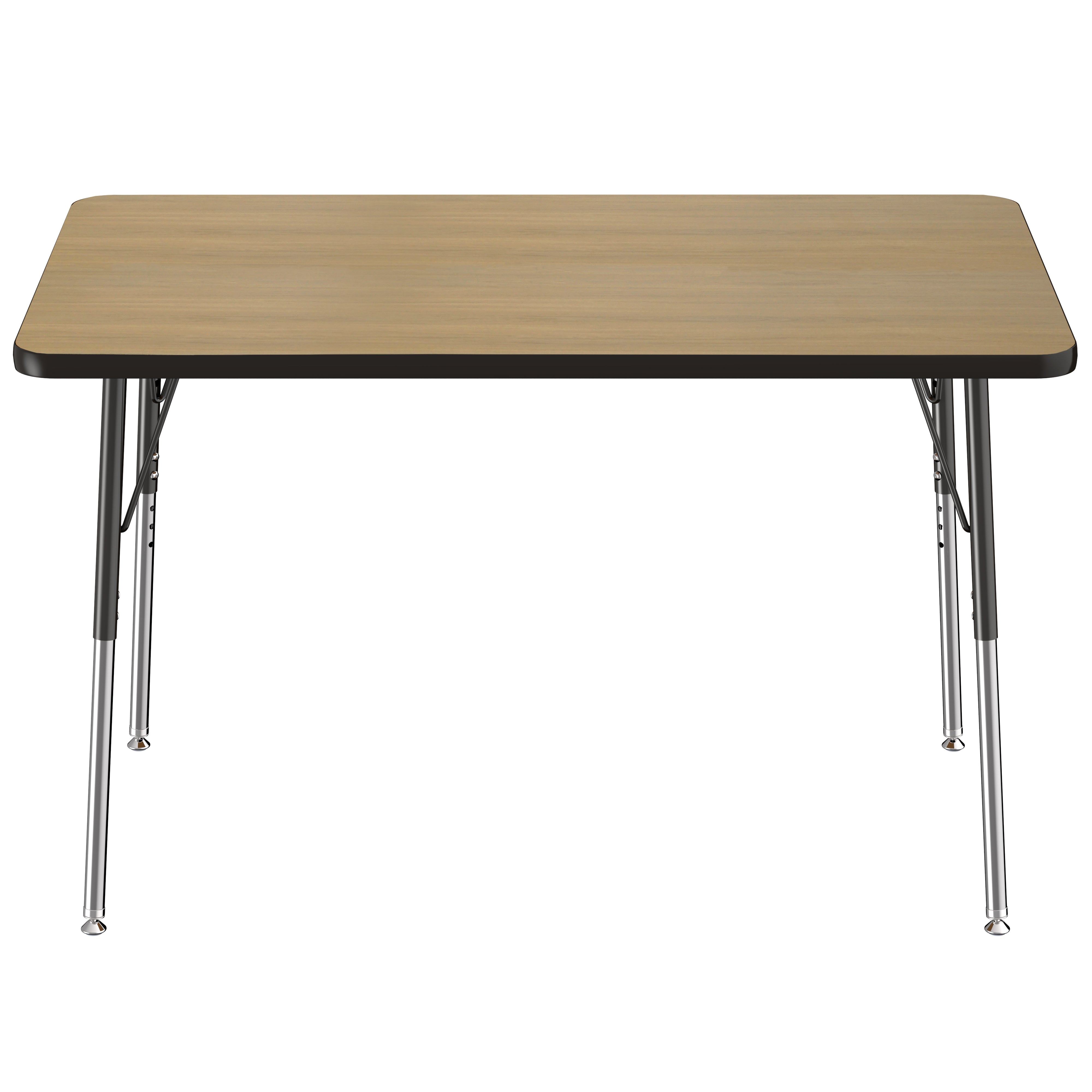 30" x 48" Rectangle Thermofused Activity Table with Adjustable Standard Swivel Glide Legs - Pasadena Oak/Black