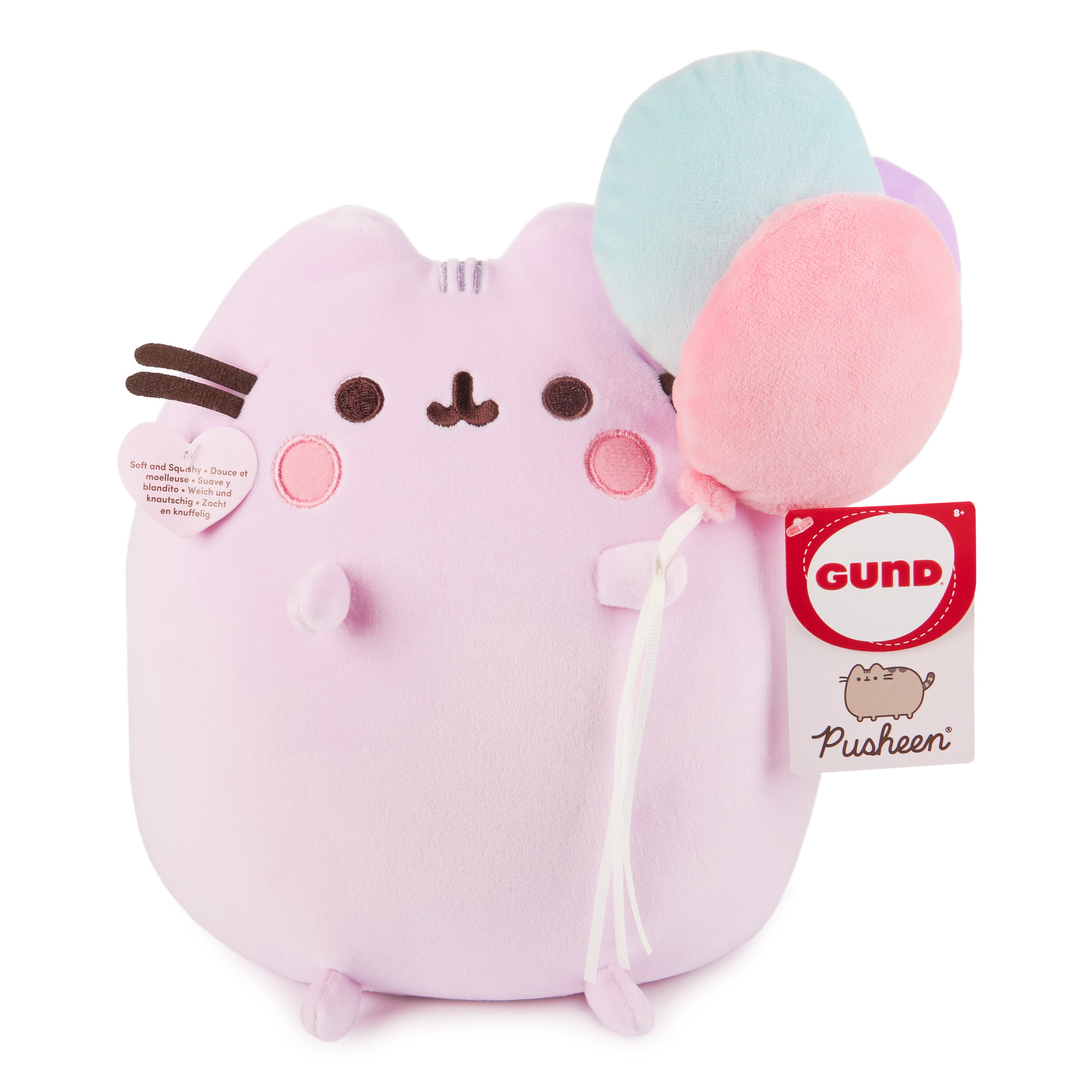 GUND Pusheen 15th Anniversary Squisheen Plush, Squishy Toy, Collectible Plush, Cat Stuffed Animal for Ages 8 and Up, Pink, 9.5”