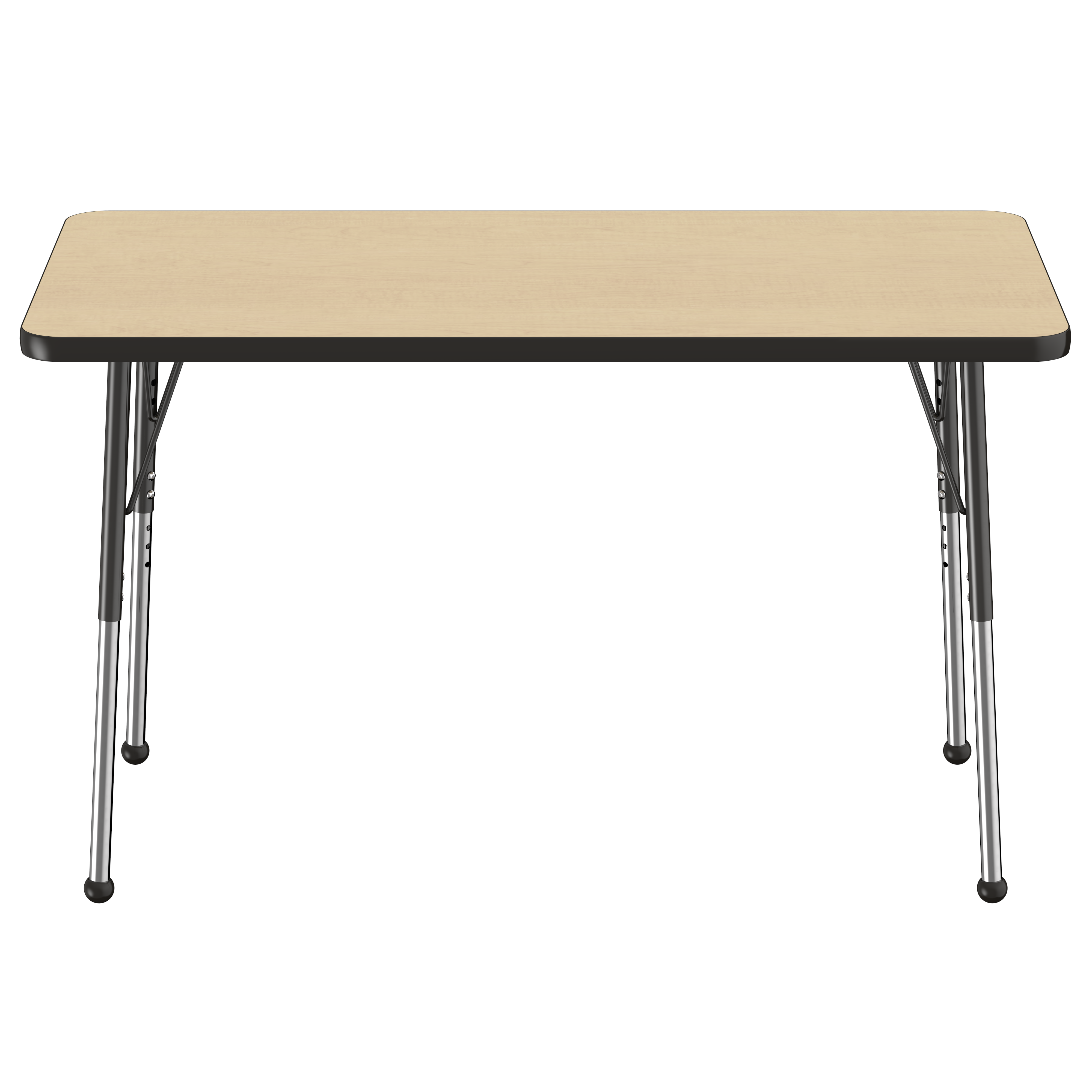 24" x 48" Rectangle T-Molding Activity Table with Adjustable Standard Ball Glide Legs - Maple/Black