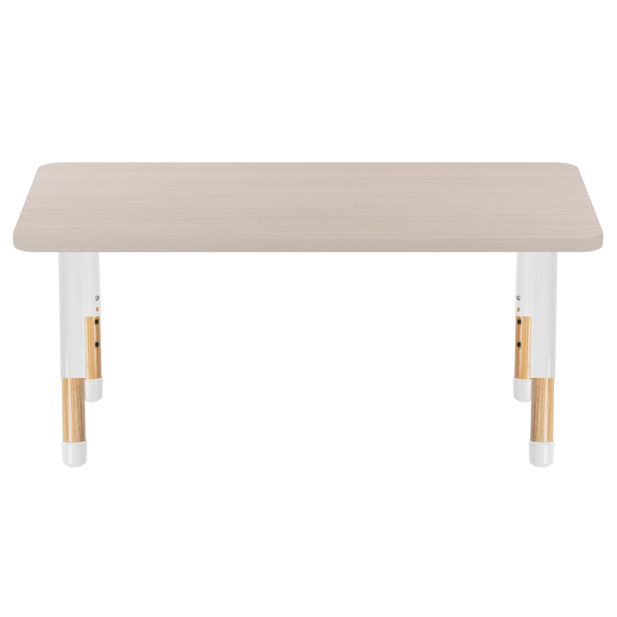 24" x 48" Rectangle Thermofused Activity Table with Adjustable Chunky Wood Legs - Asian Sand/White/Natural