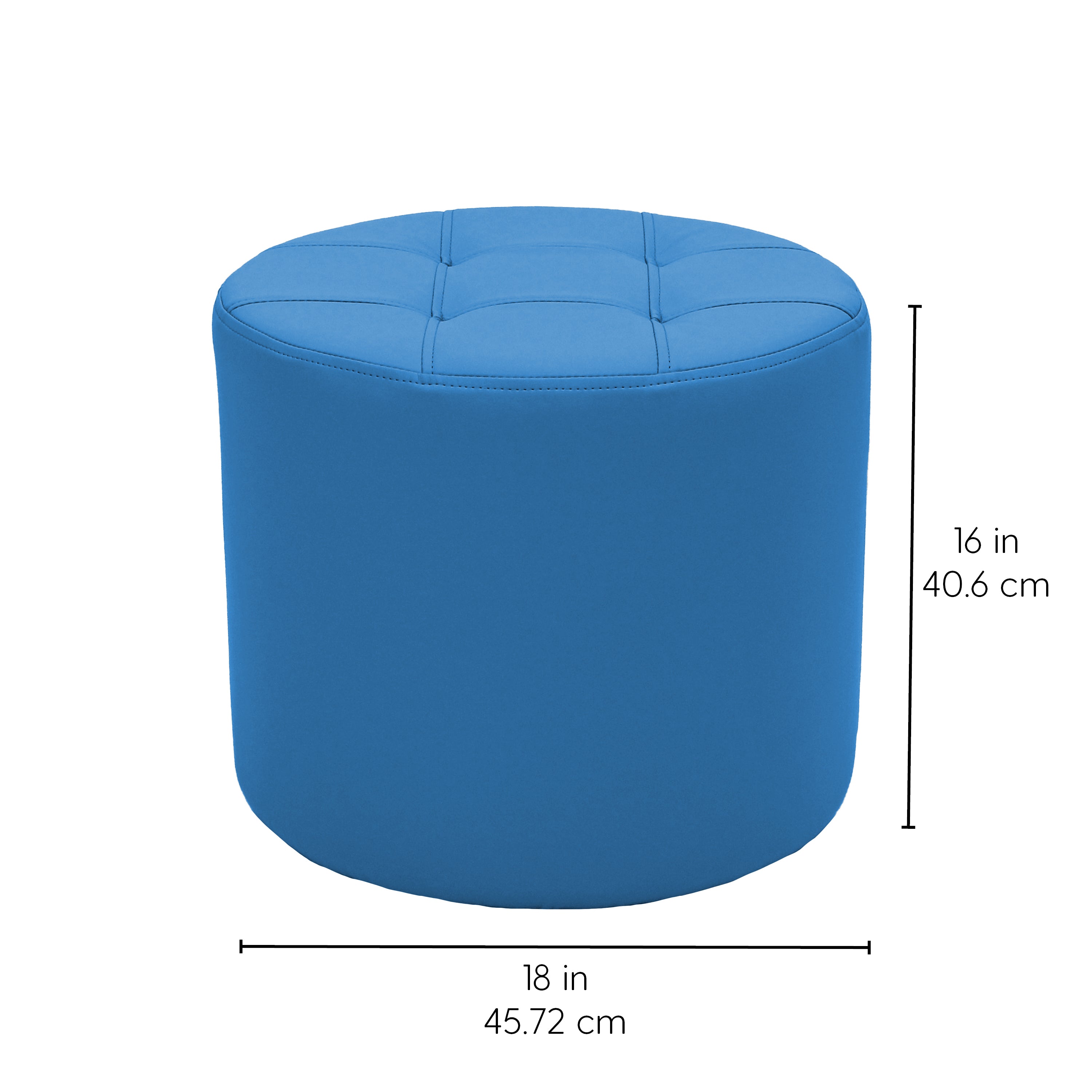 Tufted Round Ottoman 16" Height - French Blue
