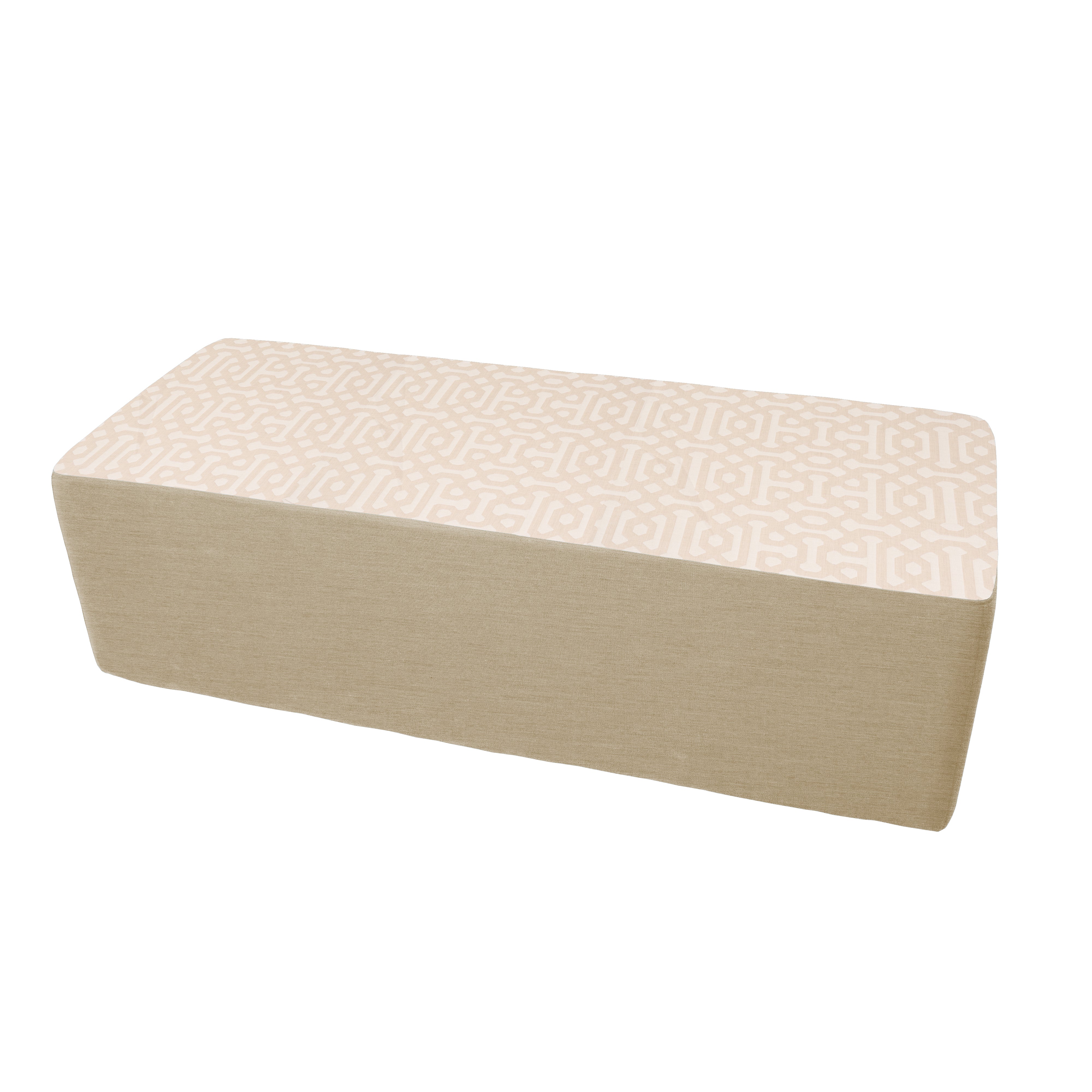 Outdoor 24" x 60" Rectangle Ottoman with Sunbrella, 18" H - Fretwork Flax/Spectrum Sand