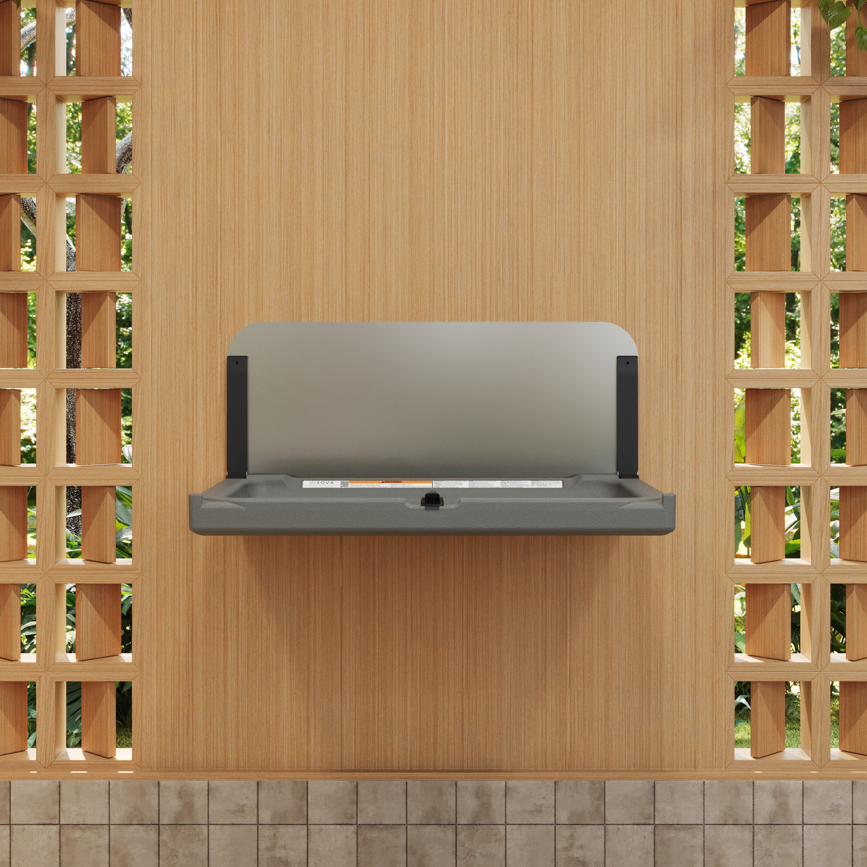 Element Horizontal Changing Station w/ Stainless Backsplash - Dark Gray