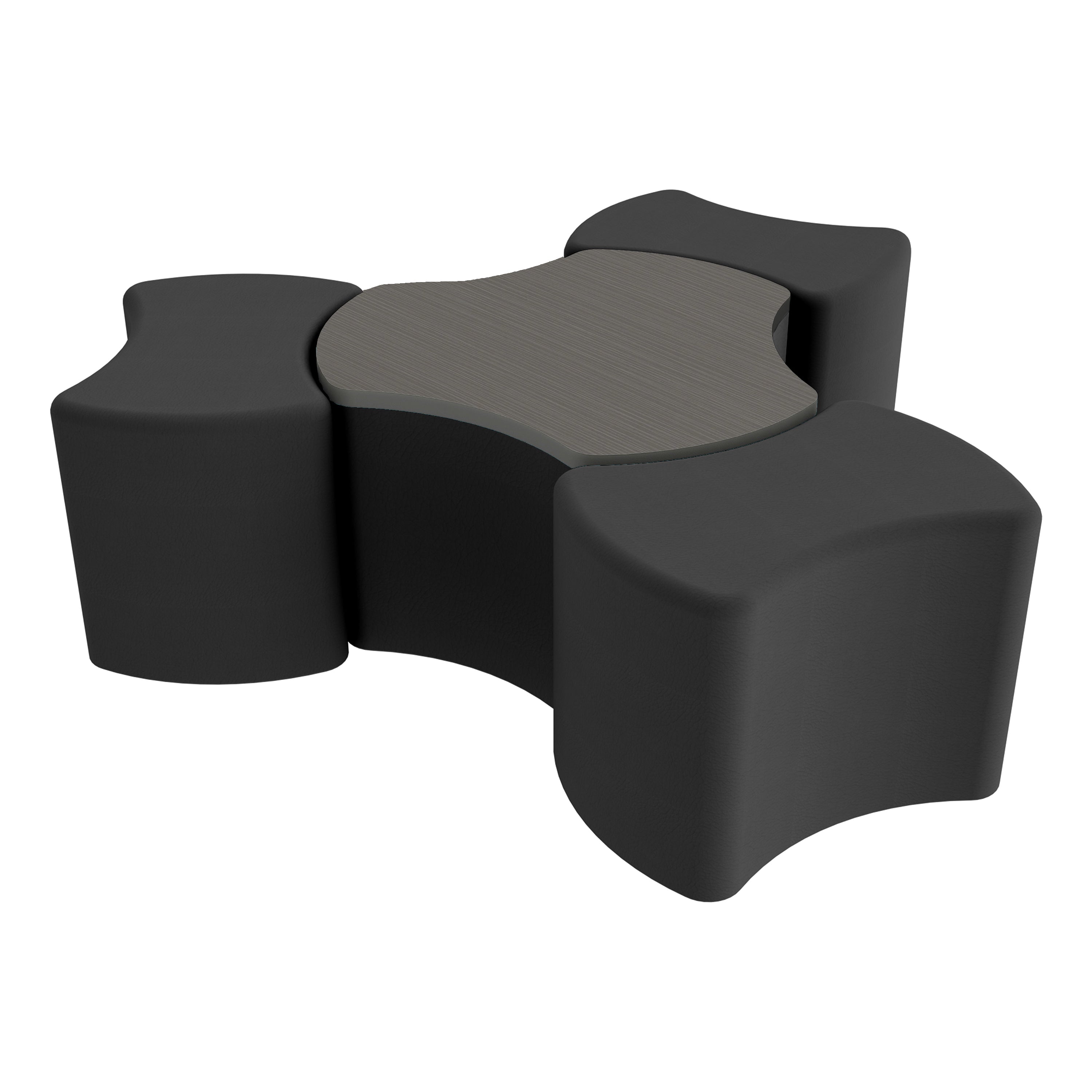 Pro Series Cog Ottoman Table with Bowtie 18" H Seating, 4-Piece Set - Black/Cosmic Strandz