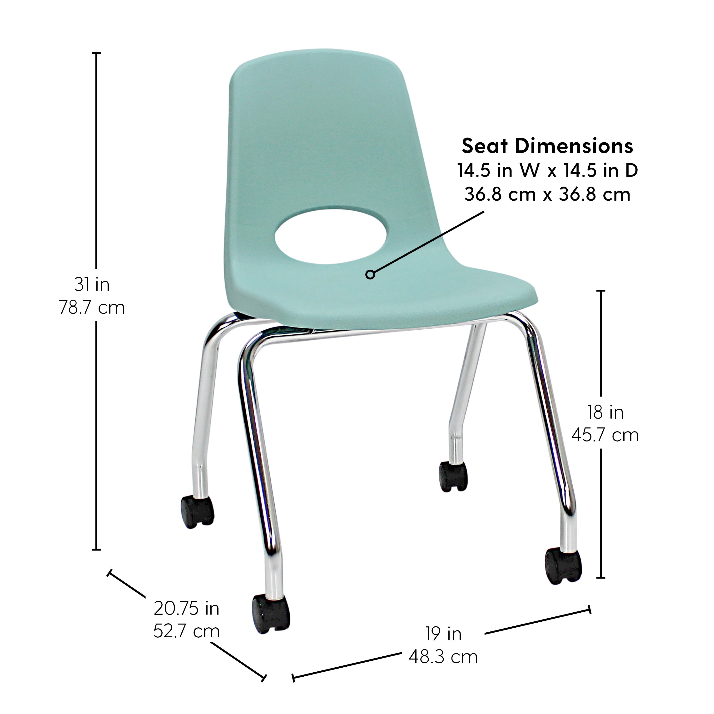 18" Mobile Chair with Casters - Seafoam