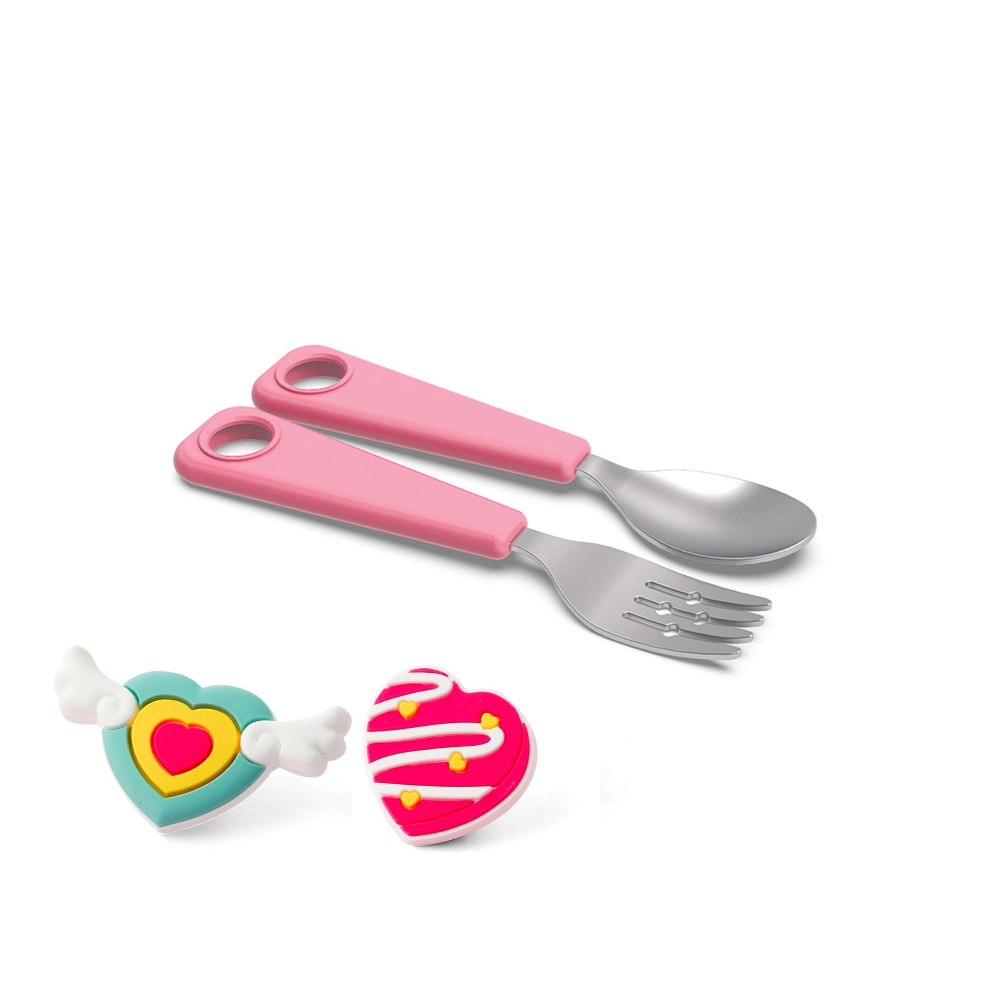 FLEXWARE Spoon & Fork Set with 2 Charms / PINK