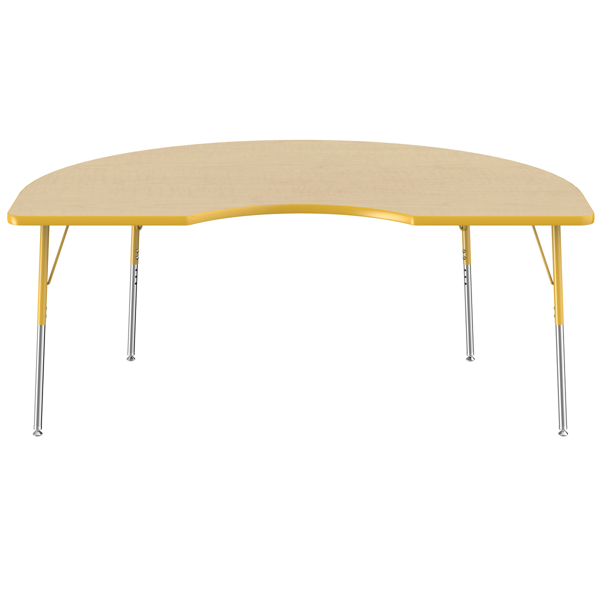 48" x 72" Kidney T-Molding Activity Table with Adjustable Standard Swivel Glide Legs - Maple/Yellow