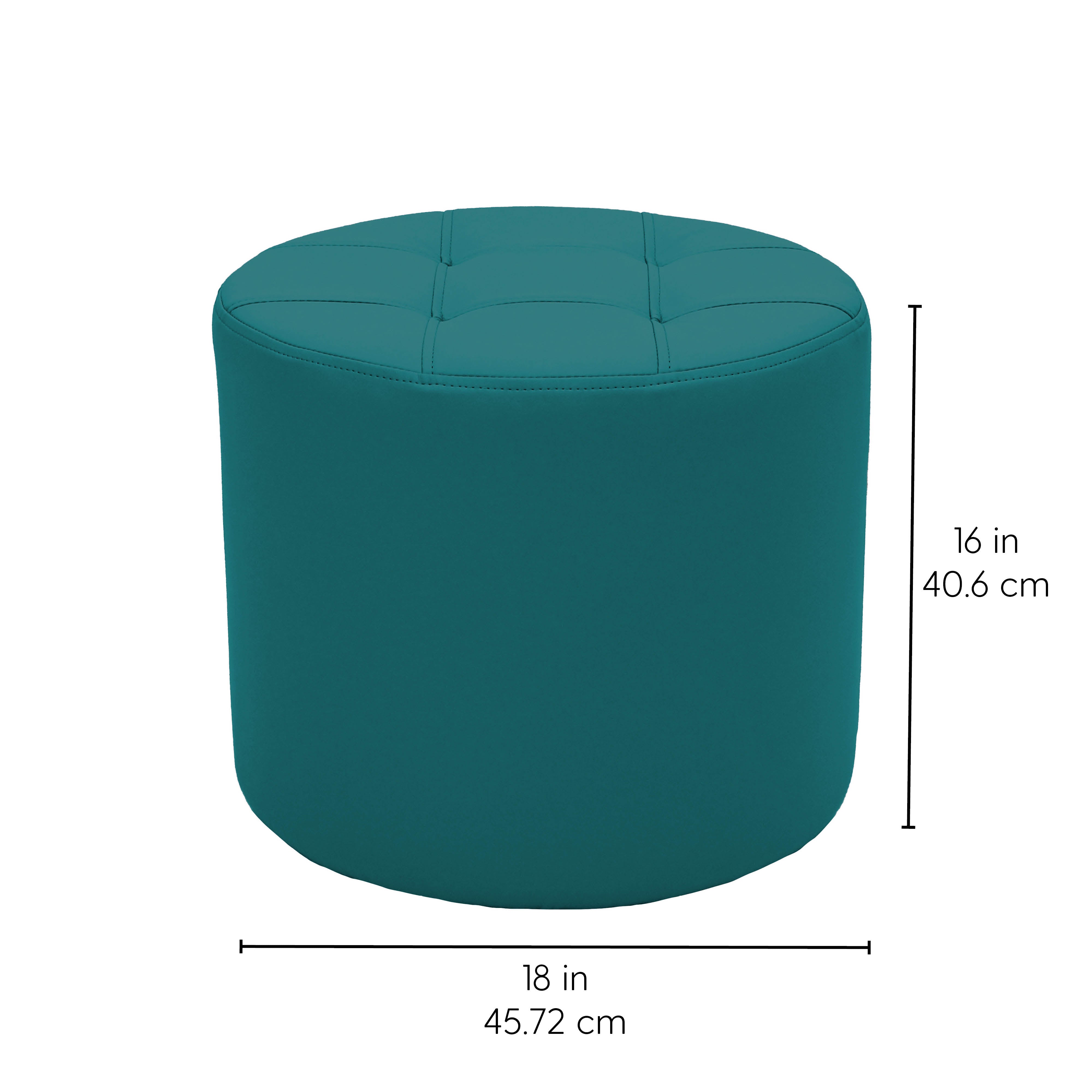 Tufted Round Ottoman 16" Height - Teal