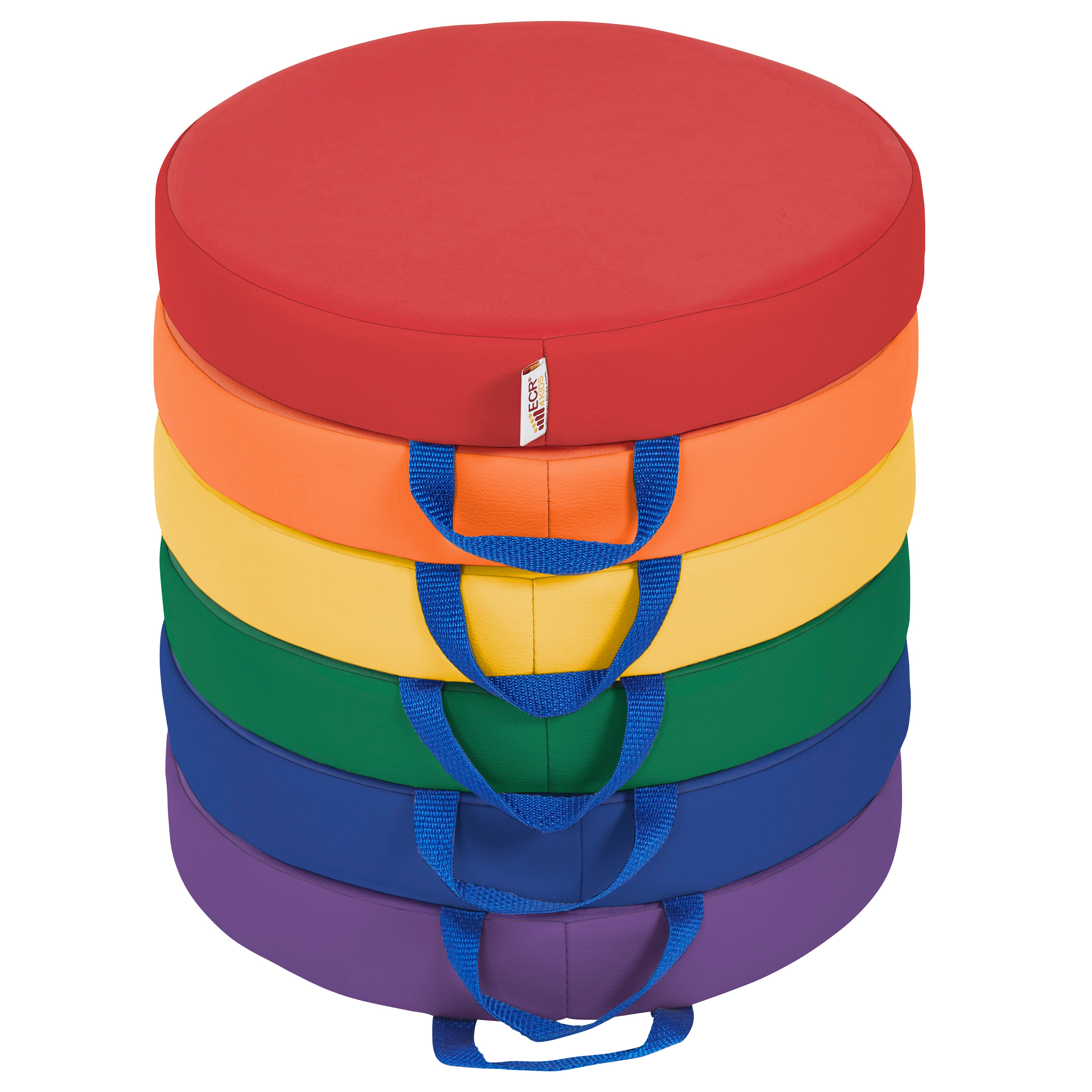SoftZone Round Floor Cushion with Handle 6-Piece - Assorted