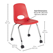 18" Mobile Chair with Casters - Red