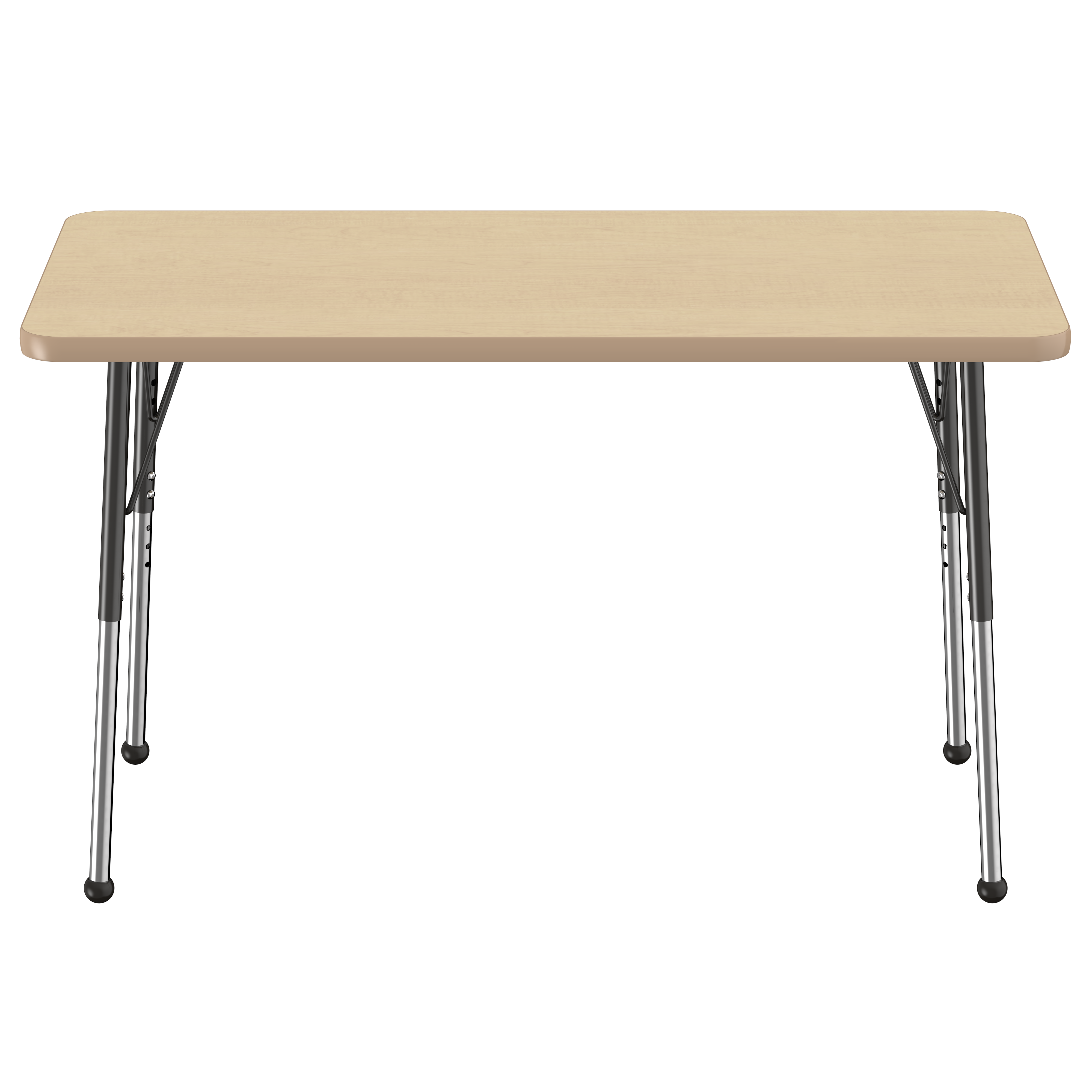 24" x 48" Rectangle T-Molding Activity Table with Adjustable Standard Ball Glide Legs - Maple/Maple/Black