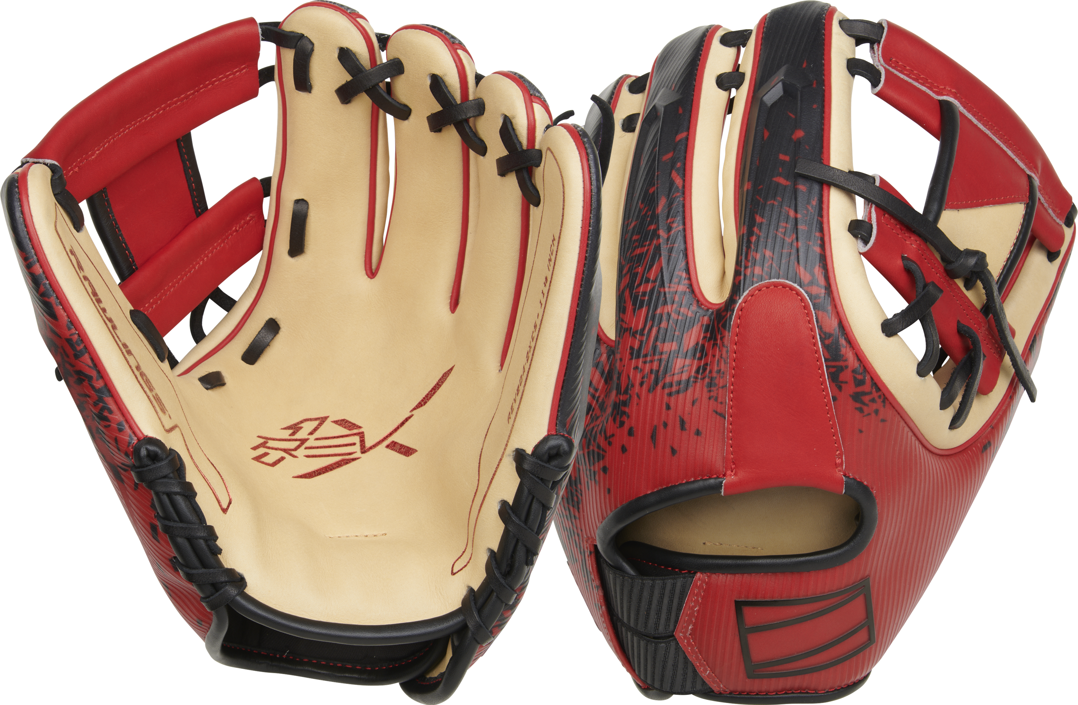 Rawlings Rev1X Series 11.5-Inch Baseball Glove - Right Hand Thrower - Camel/Scarlet