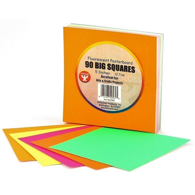 Squares - 5", 90 ct., Fluorescent poster board