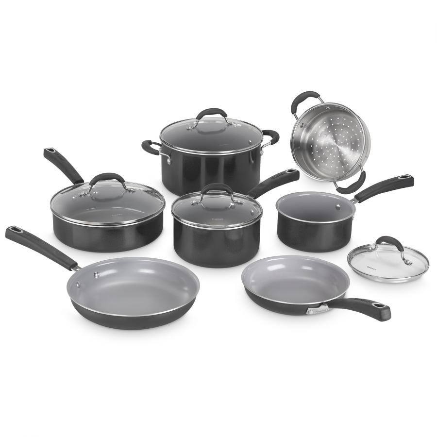 11 Piece Set Ceramica XT Nonstick Cookware - Black