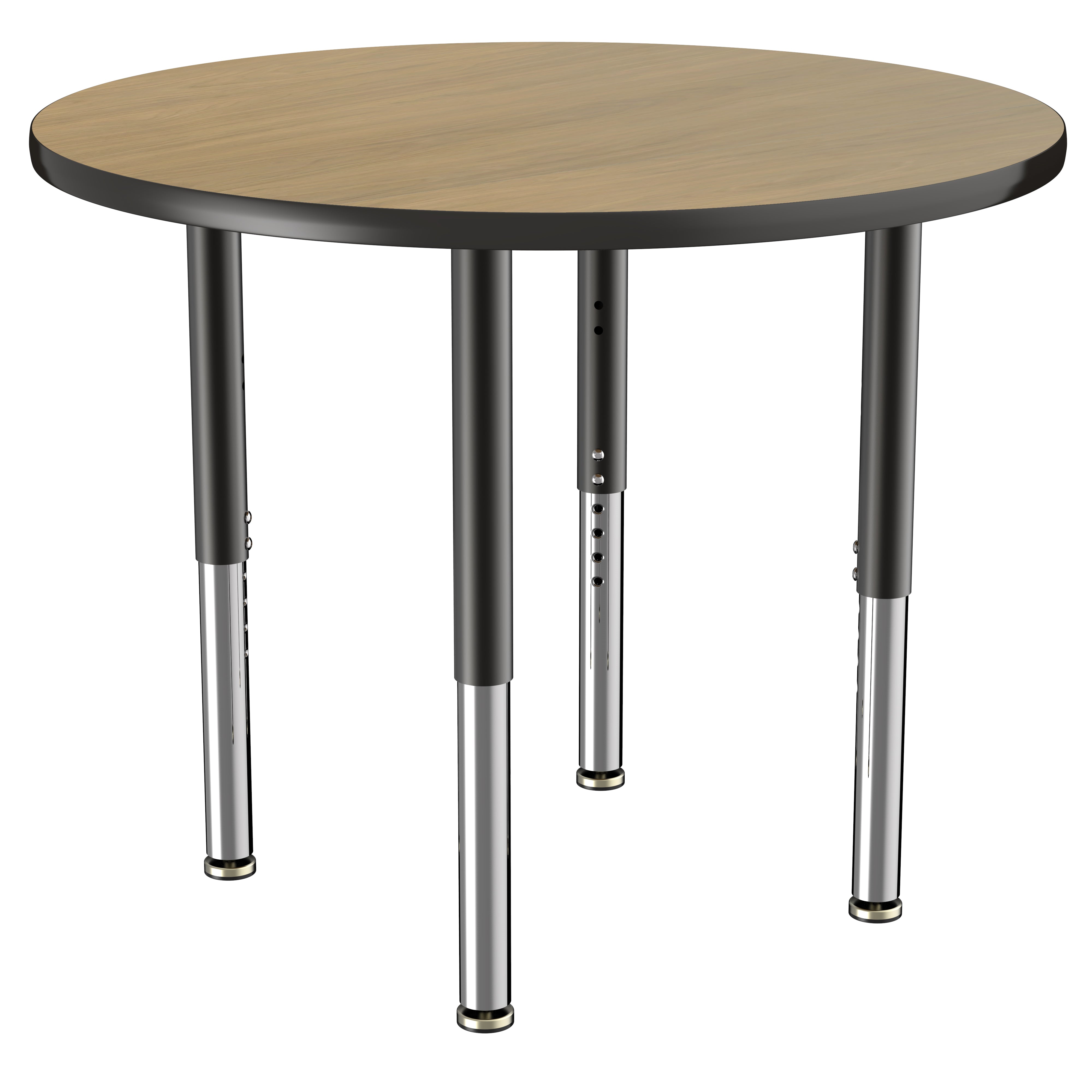 36" Round T-Molding Activity Table with Adjustable Super Legs - Pasadena Oak/Black