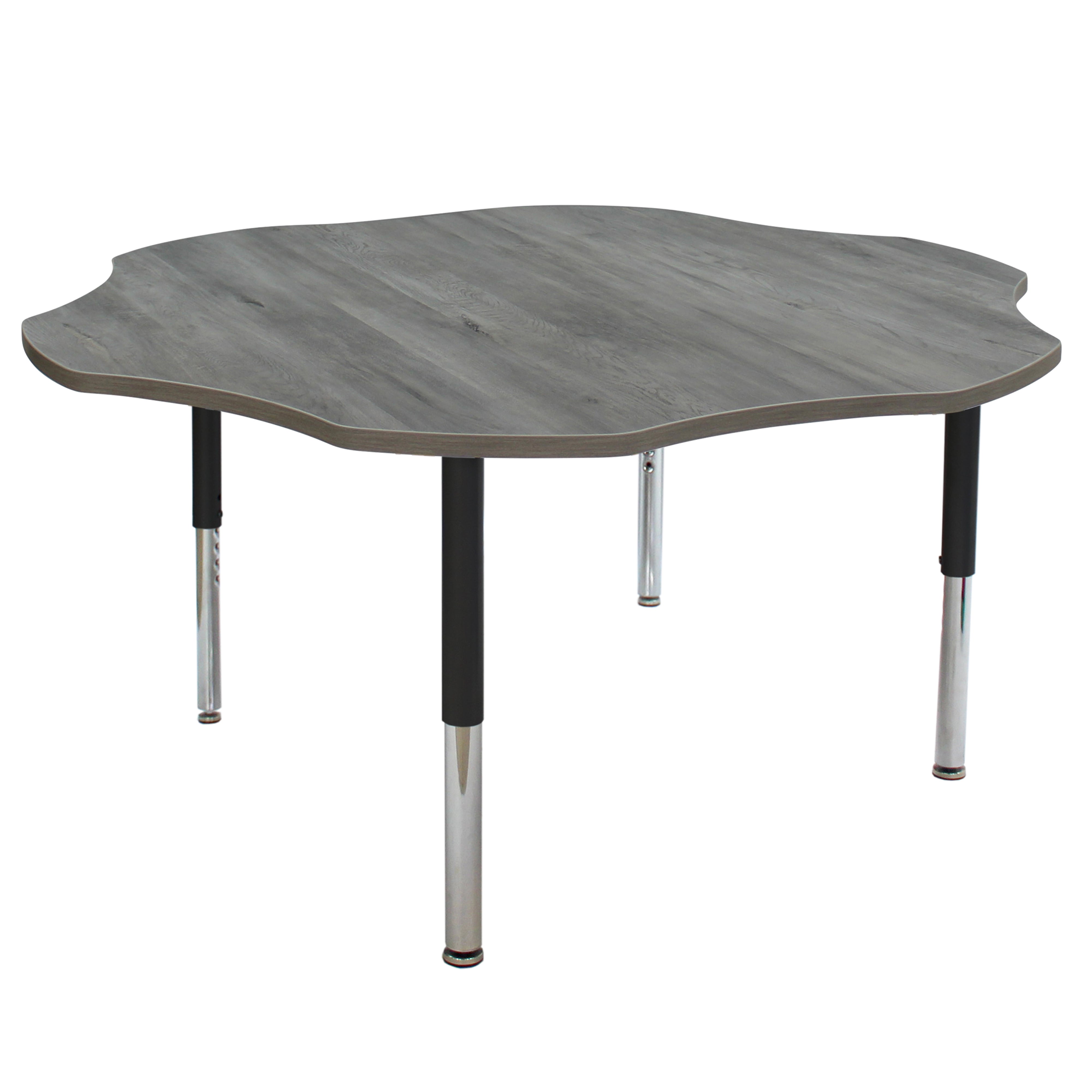 60" Flower La Madera Activity Table with Adjustable Super Legs - Light Gray Wood/Black