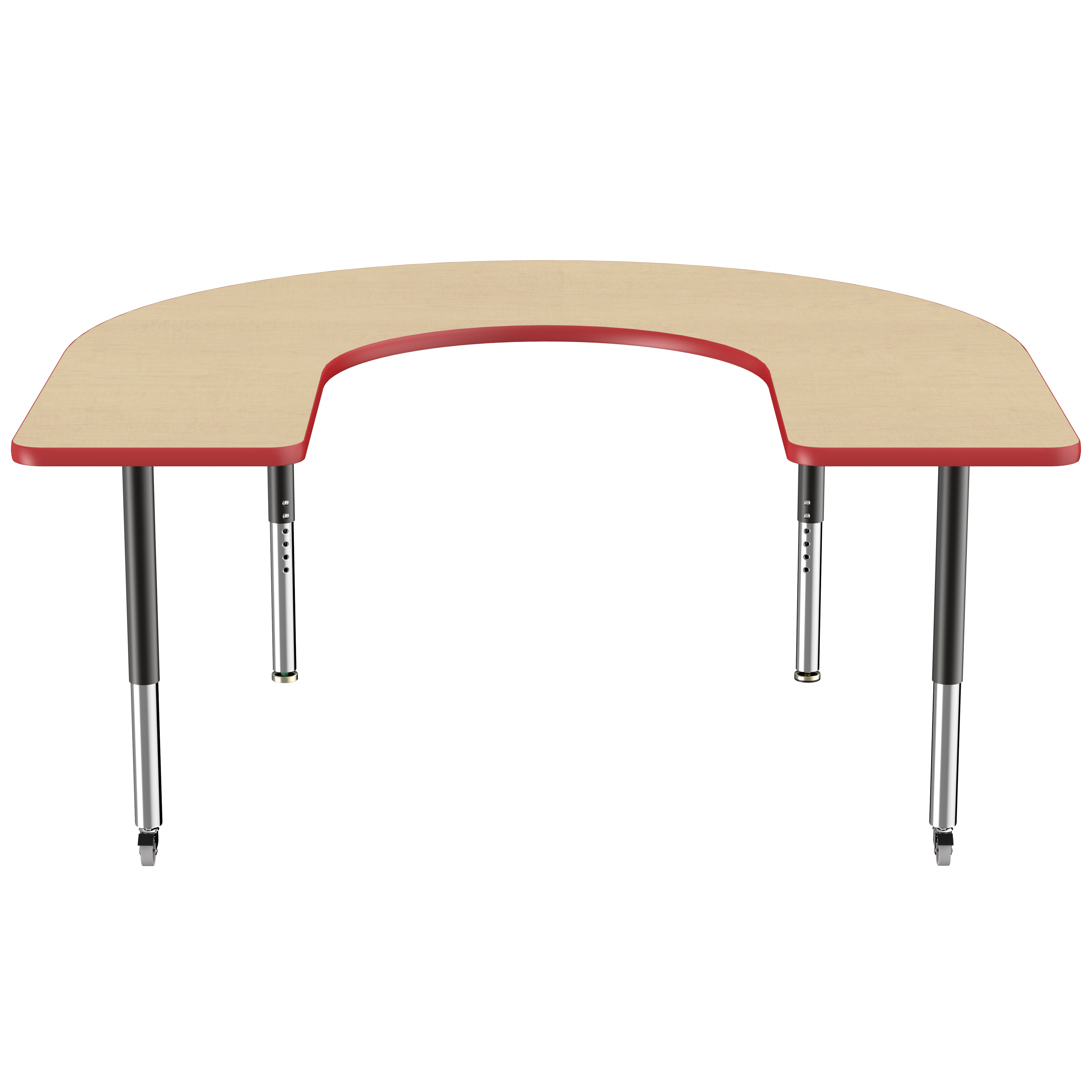 60" x 66" Horseshoe T-Molding Activity Table with Adjustable Super Legs - Maple/Red/Black