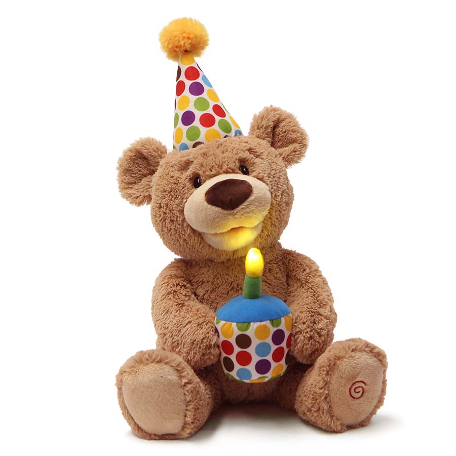GUND Happy Birthday Teddy Bear Bear Animated Plush Toy, Glow-in-the-Dark Singing Stuffed Animal, Brown, 10”