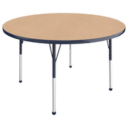 48" Round T-Molding Activity Table with Adjustable Standard Ball Glide Legs - Maple/Navy