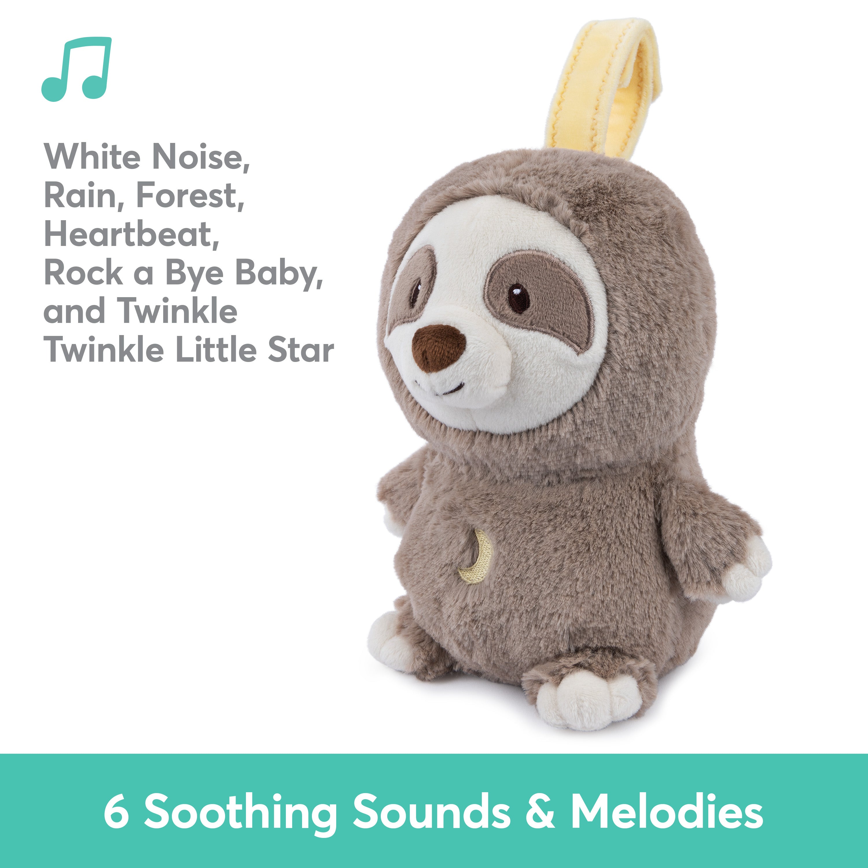 Baby GUND Lil’ Luvs On the Go Sloth Soother for Babies and Newborns, Plush Sloth Stuffed Animal Sound Toy, Brown/Cream, 6”