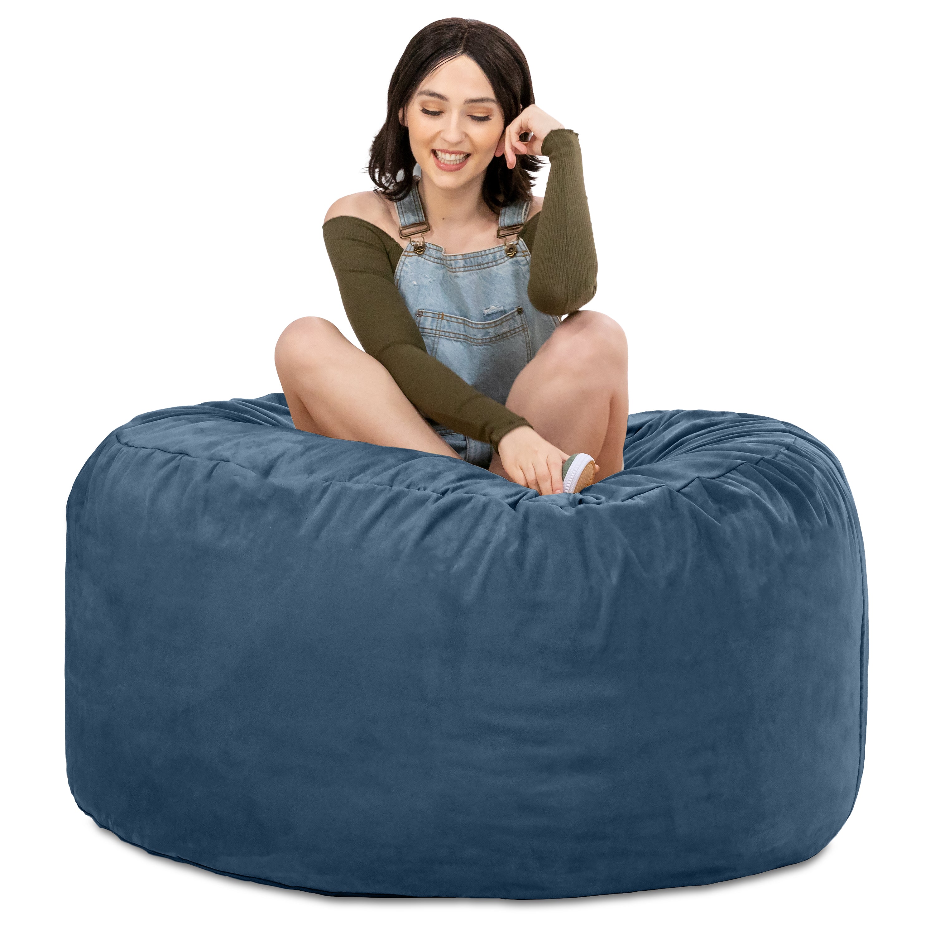 Jaxx 4 ft Round Bean Bag Chair for Adults, Navy