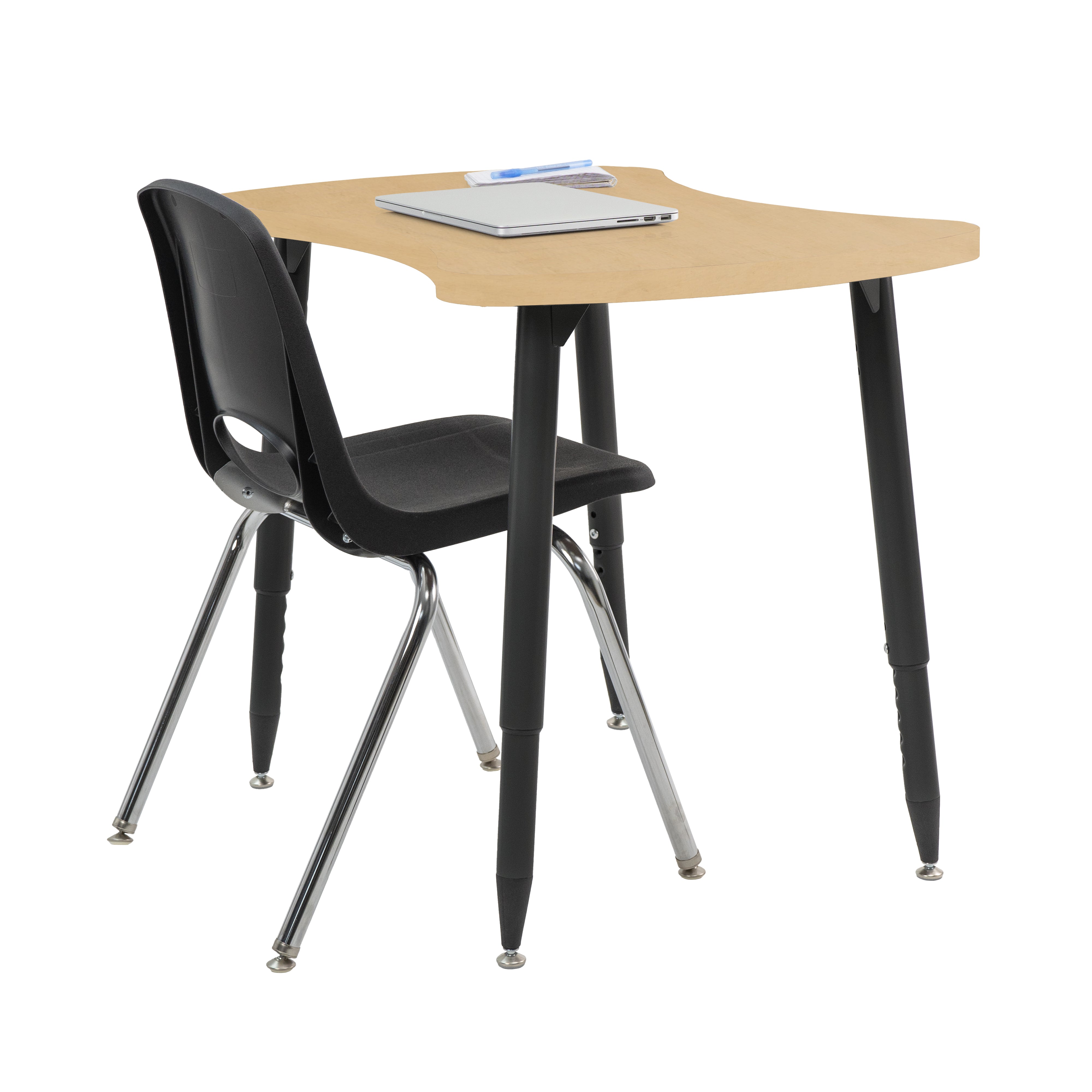 Adapte 25" x 37" Bowtie Woodgrain Activity Table with Adjustable Tapered Legs - Maple Grain/Black