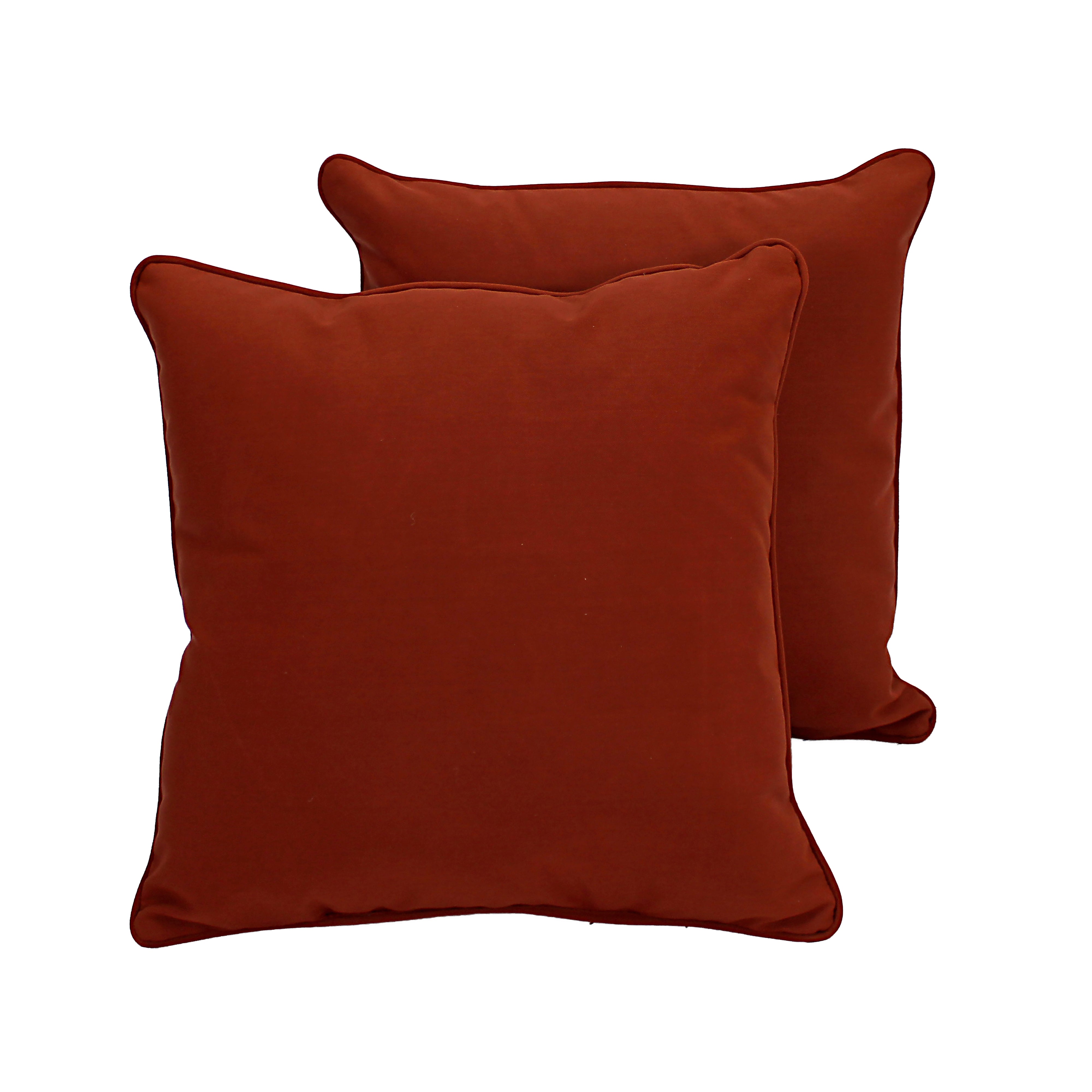 Presidio 18"x 18" Square Indoor/Outdoor Pillow with Piping, 2-Piece - Rust Red