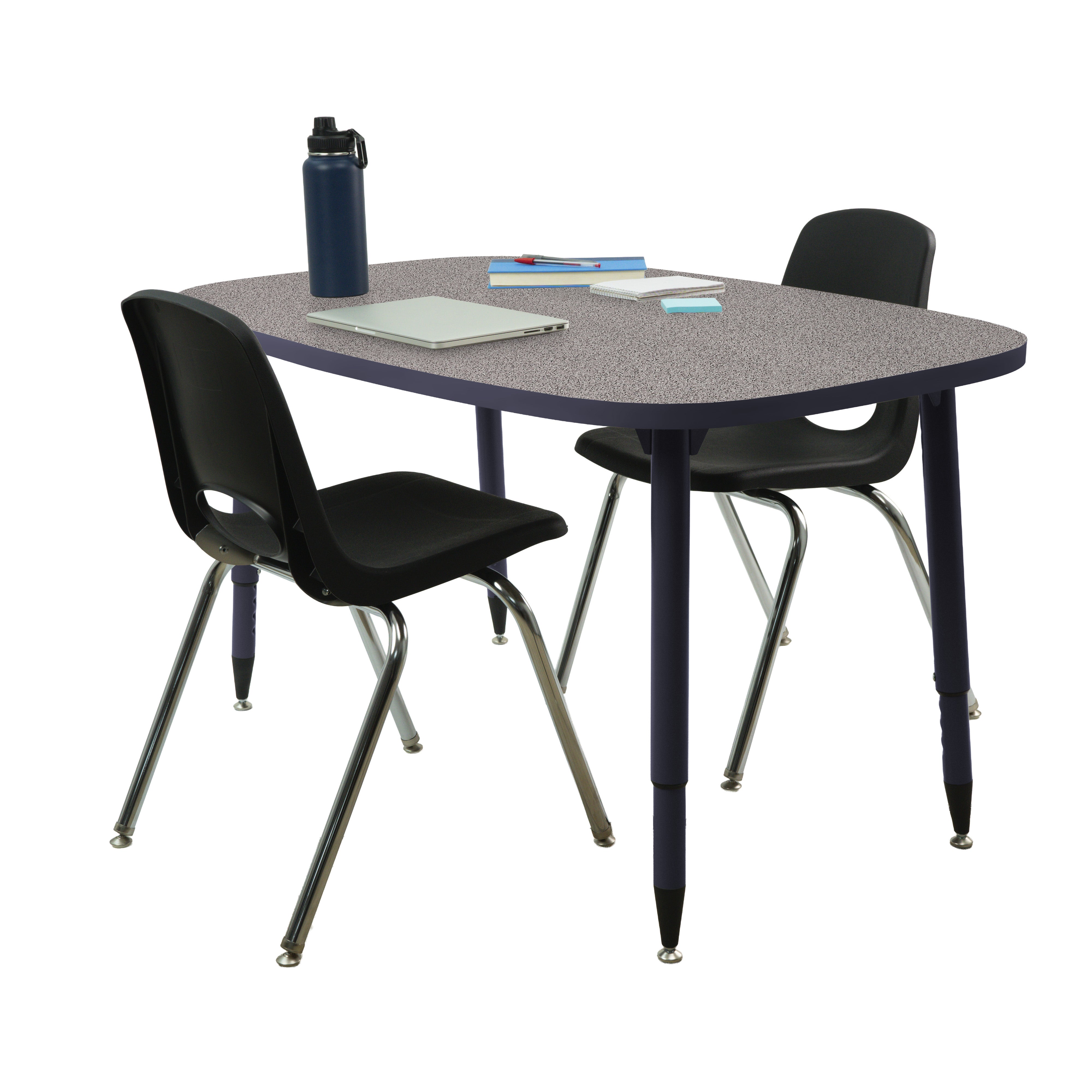 Adapte 31" x 50" Rounded Rectangle Thermofused Activity Table with Adjustable Tapered Legs - Gray/Navy