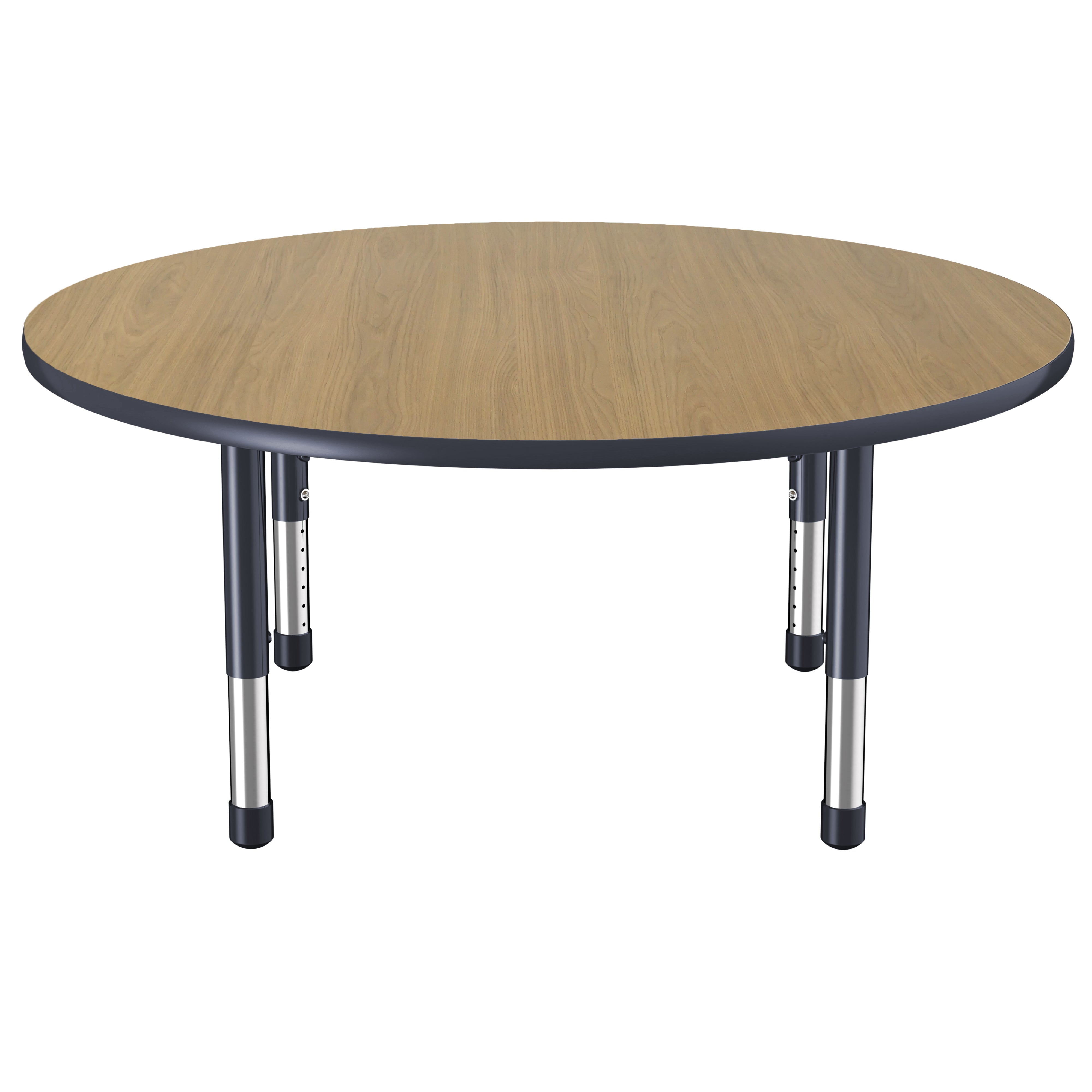 48" Round Thermofused Activity Table with Adjustable Chunky Legs - Pasadena Oak/Navy