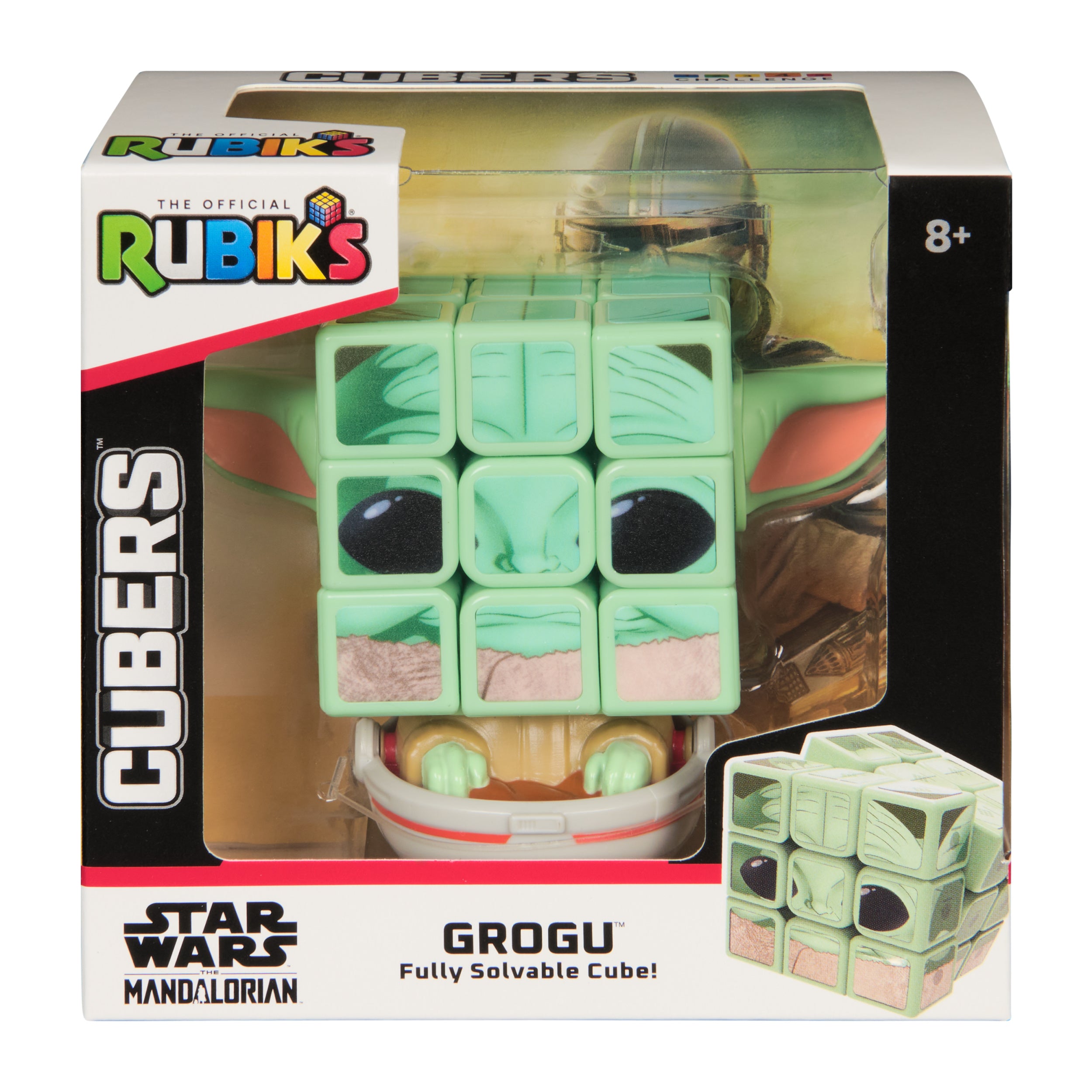 Rubik’s Cube, Star Wars Grogu Cuber with Display, Mandalorian’s The Child, Problem-Solving Brain Teaser, Classic Color-Matching Puzzle, Fidget Toy for Kids, Collectible Star Wars Toy, for Ages 8 & Up