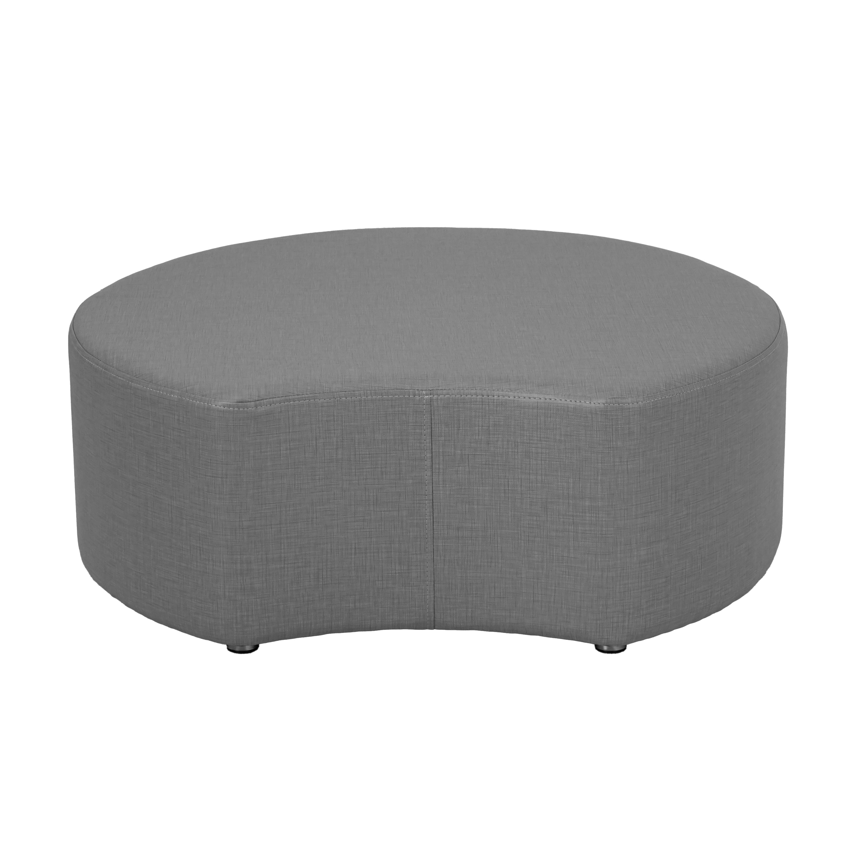 Pro Series Upholstered Crescent Ottoman 12" Height - Slate Gray Crosshatch