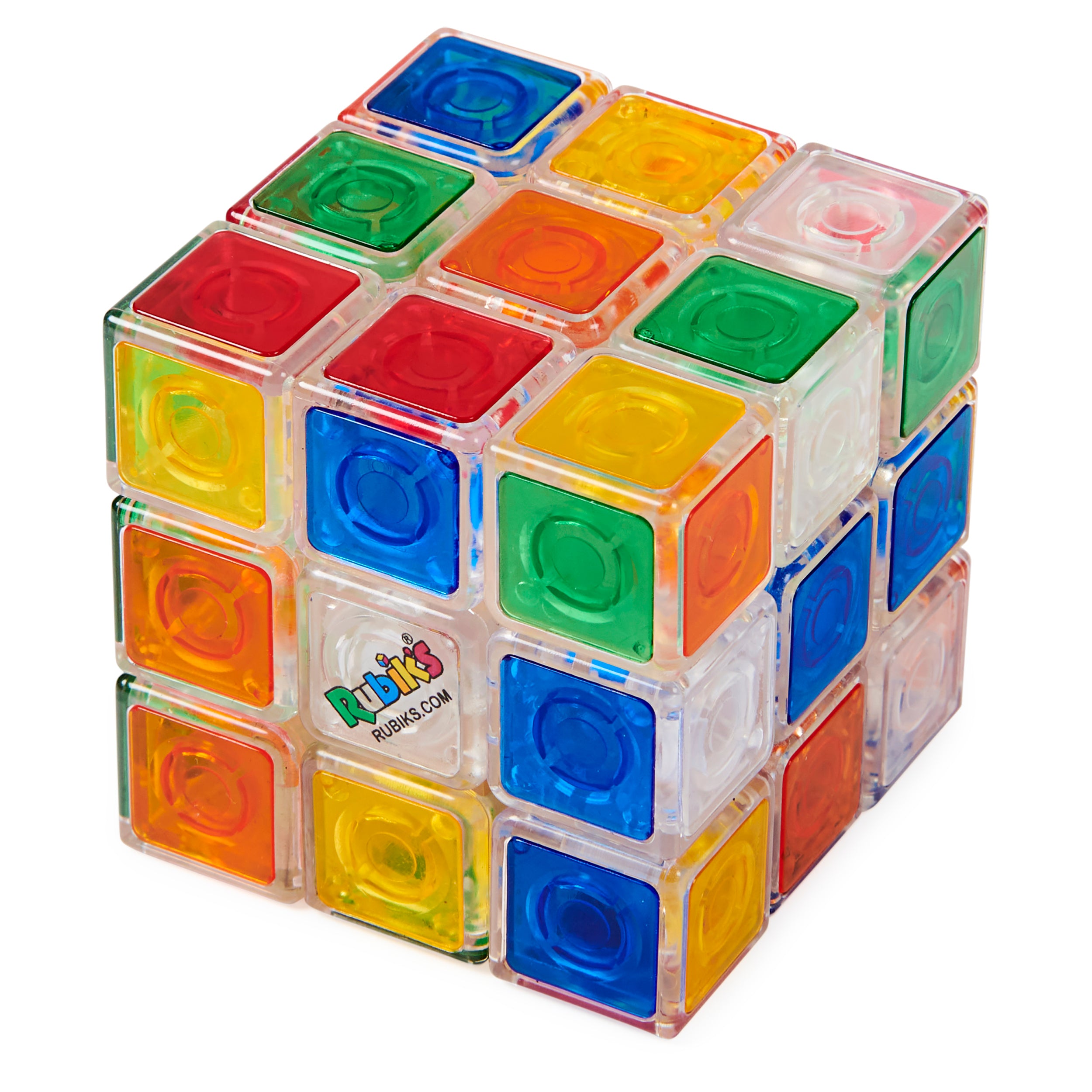 Rubik’s Crystal, New Transparent 3x3 Cube Classic Color-Matching Problem-Solving Brain Teaser Puzzle Game Toy for Kids and Adults Aged 8+