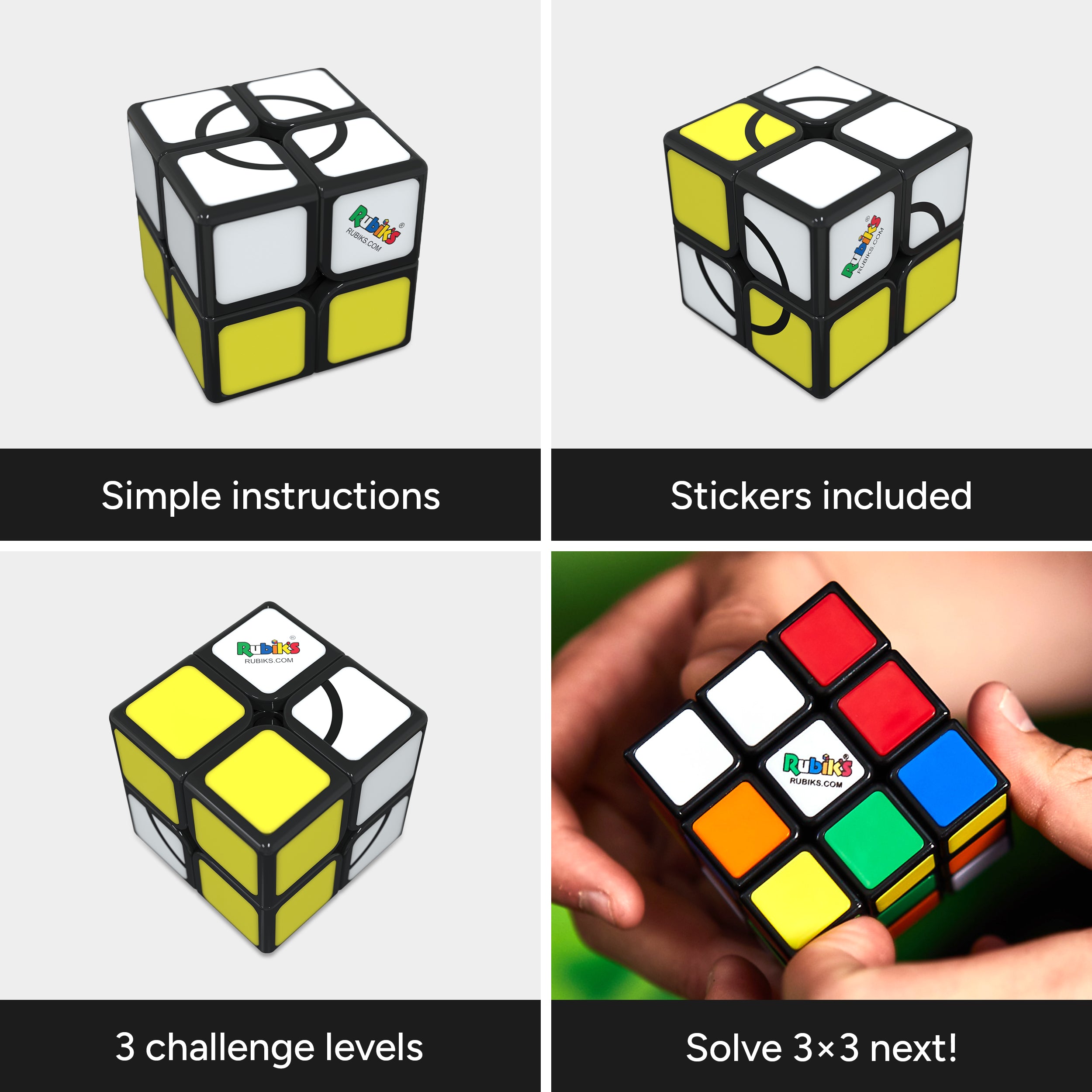 Rubik’s Cube, Apprentice, 2x2 Beginner Cube, Problem-Solving Brain Teaser, Classic Color-Matching Puzzle, Fidget Toy, Sensory Puzzle for Adults, Teens, Kids, for Ages 7 & Up