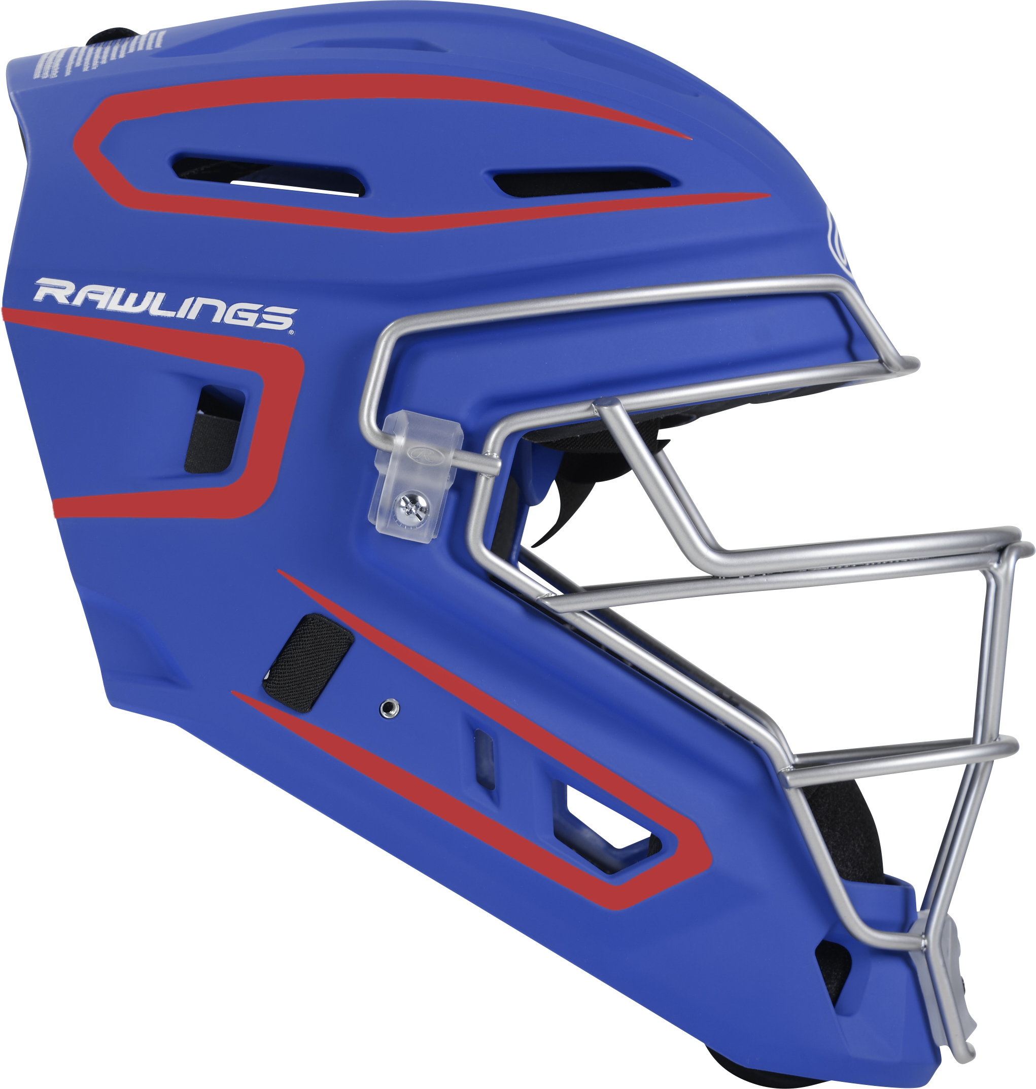 Rawlings Velo 2.0 Matte Junior Catchers Helmet - Royal/Scarlet