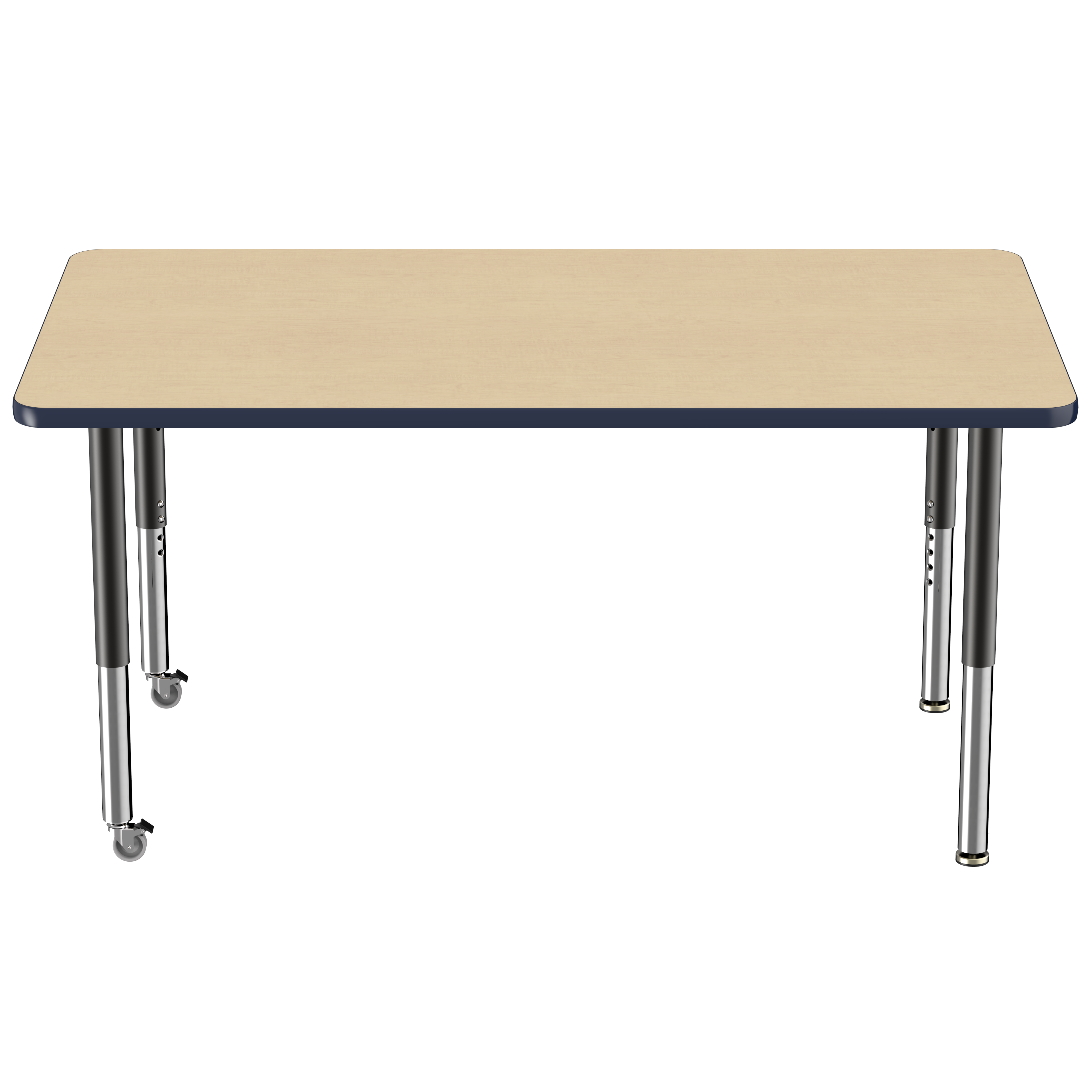 36" x 60" Rectangle T-Molding Activity Table with Adjustable Super Legs - Maple/Navy/Black