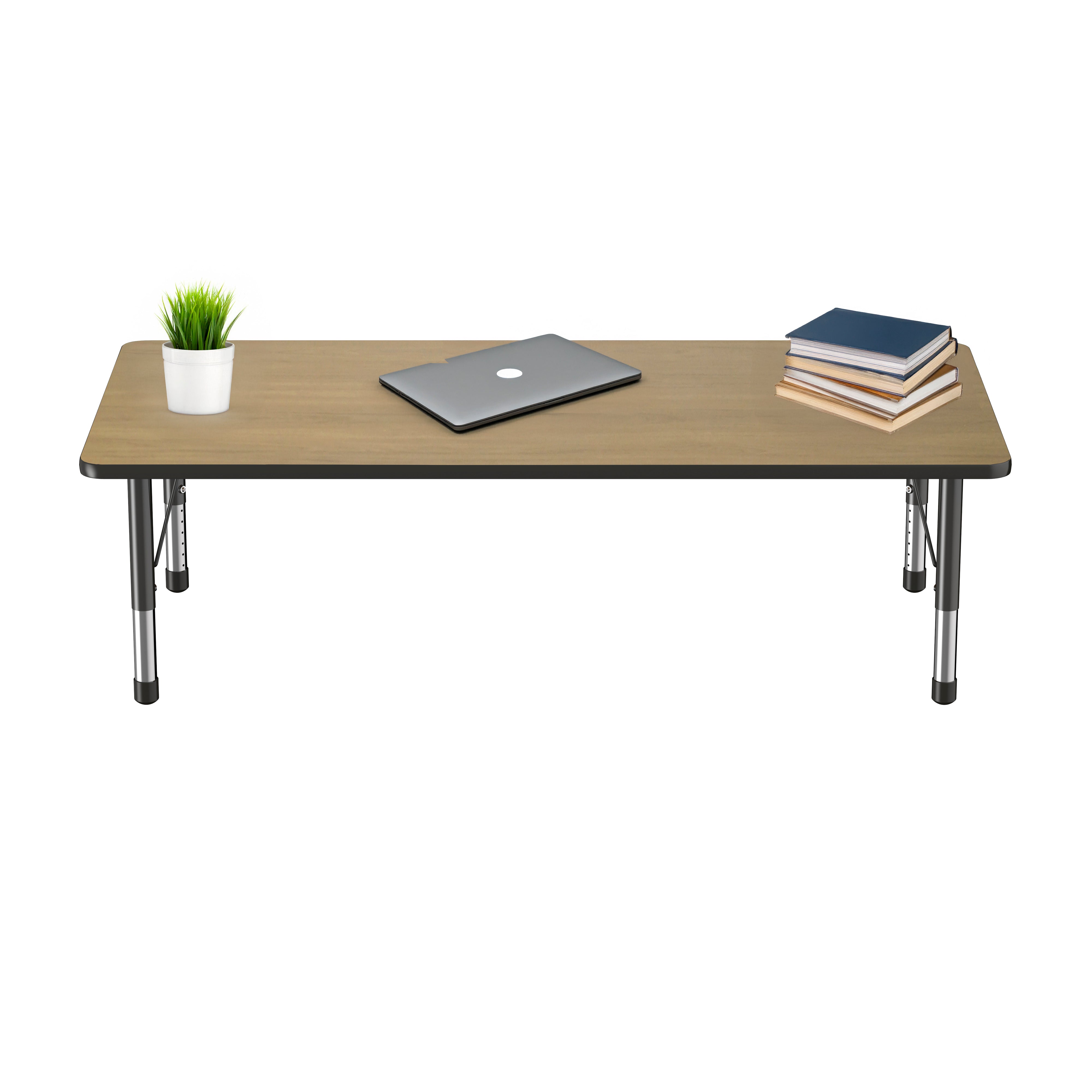 36" x 72" Rectangle T-Molding Activity Table with Adjustable Chunky Legs - Pasadena Oak/Black