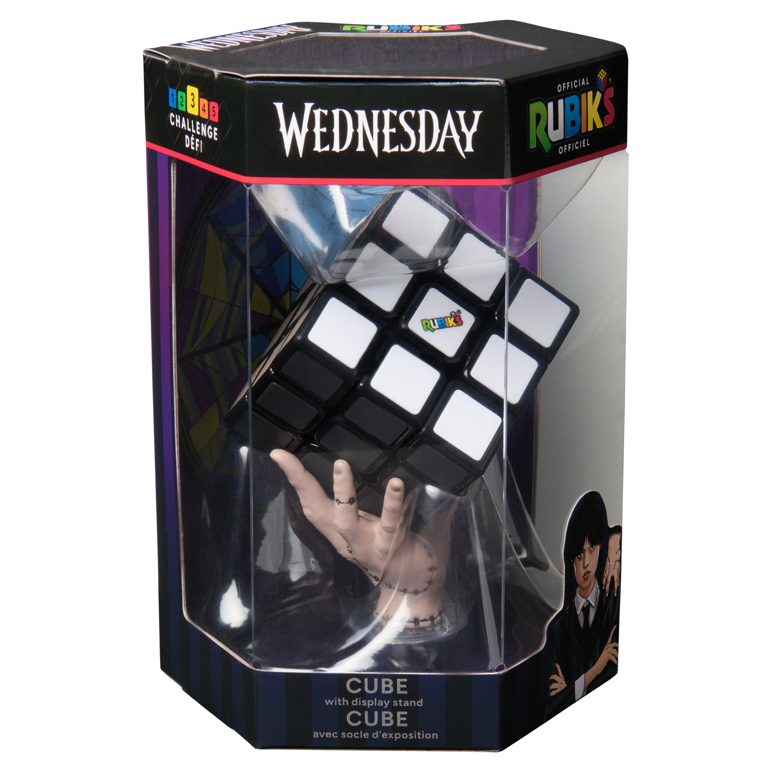 Rubik’s Cube, Wednesday Cube, Greyscale Wednesday Collectible & Desk Décor, Problem-Solving Brain Teaser, Color-Matching Puzzle, Fidget Toy, Sensory Puzzle, for Ages 8 & Up