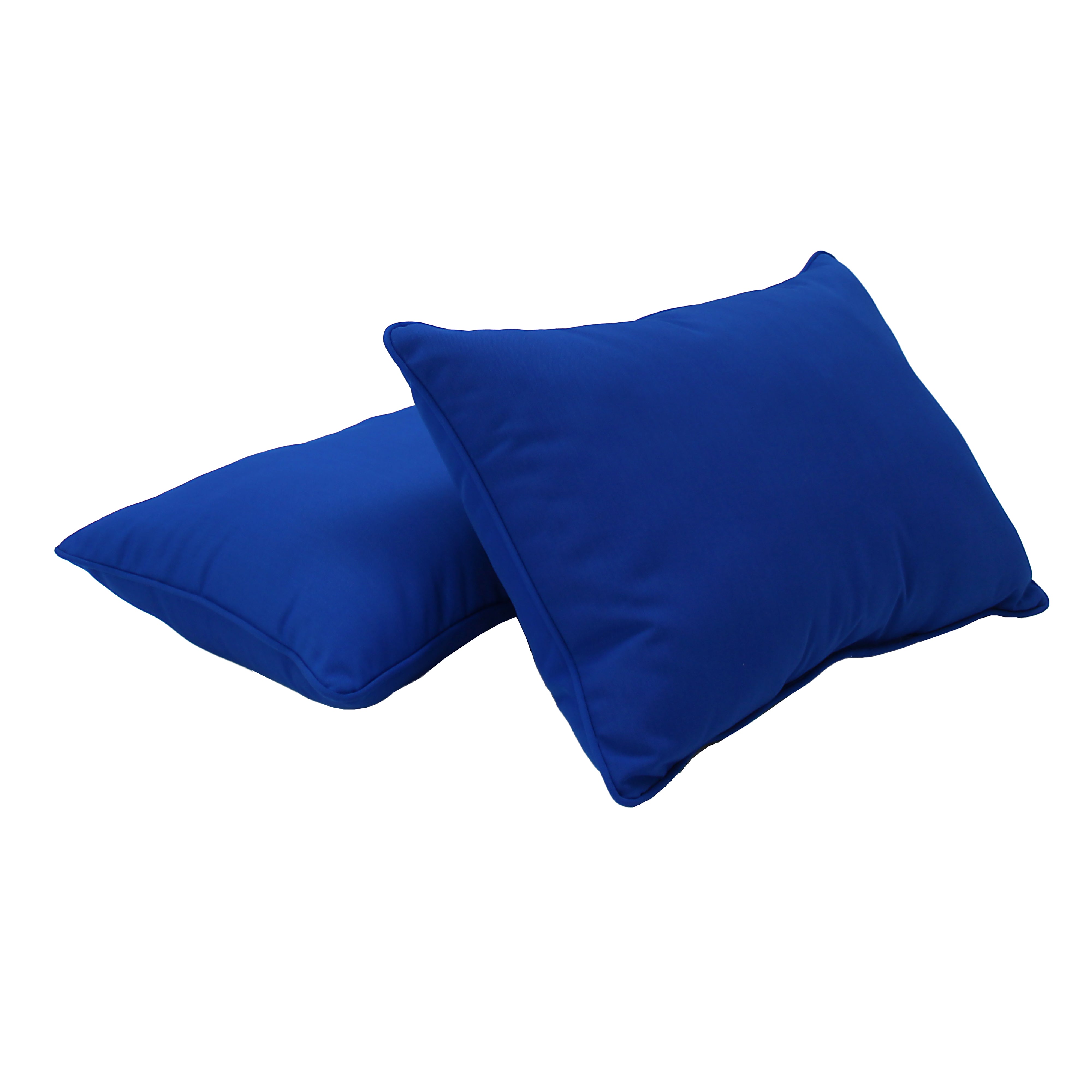 Presidio 16" x 24" Lumbar Indoor/Outdoor Pillow with Piping, 2-Piece - Brilliant Blue