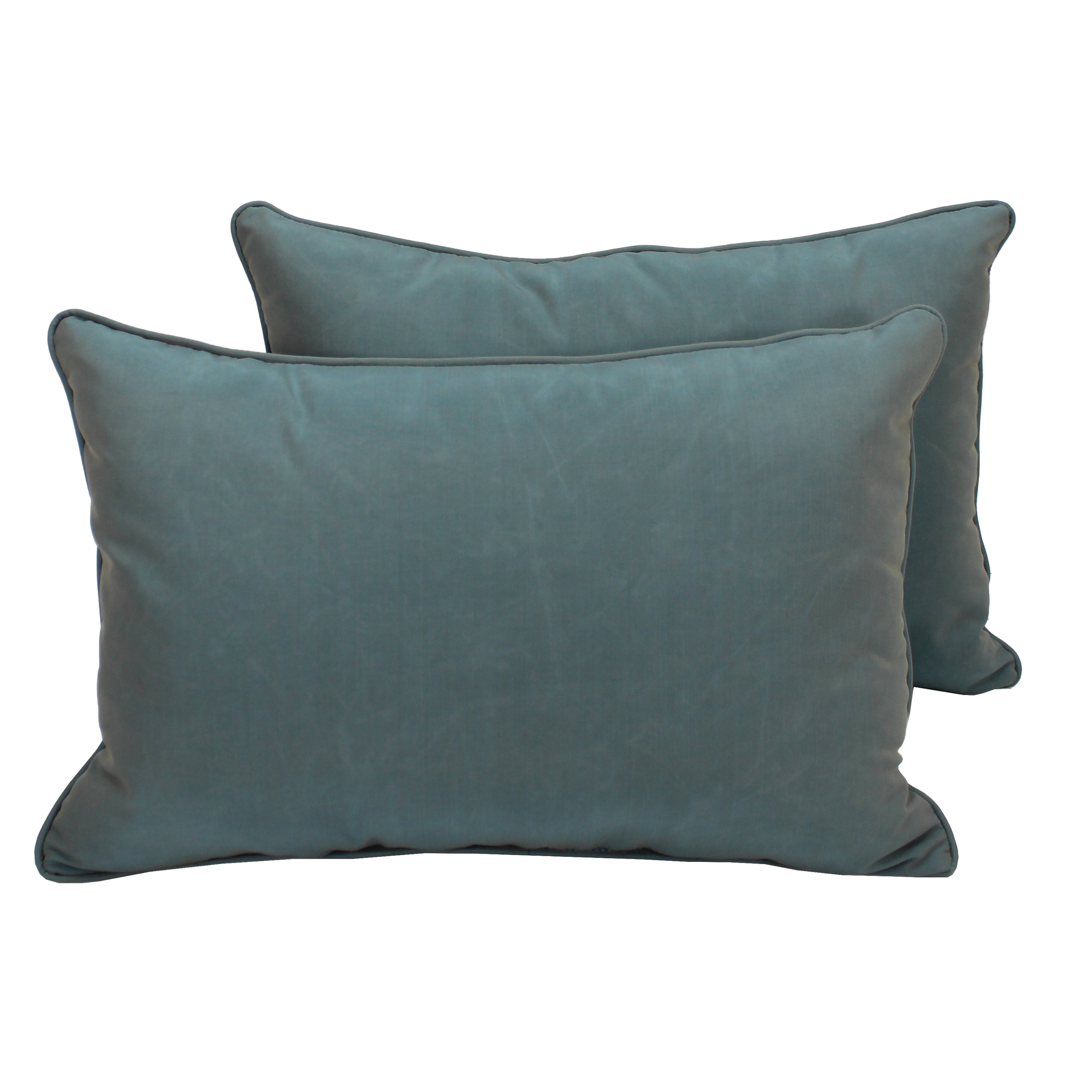 Presidio 16" x 24" Lumbar Indoor/Outdoor Pillow with Piping, 2-Piece - Dusty Turquoise
