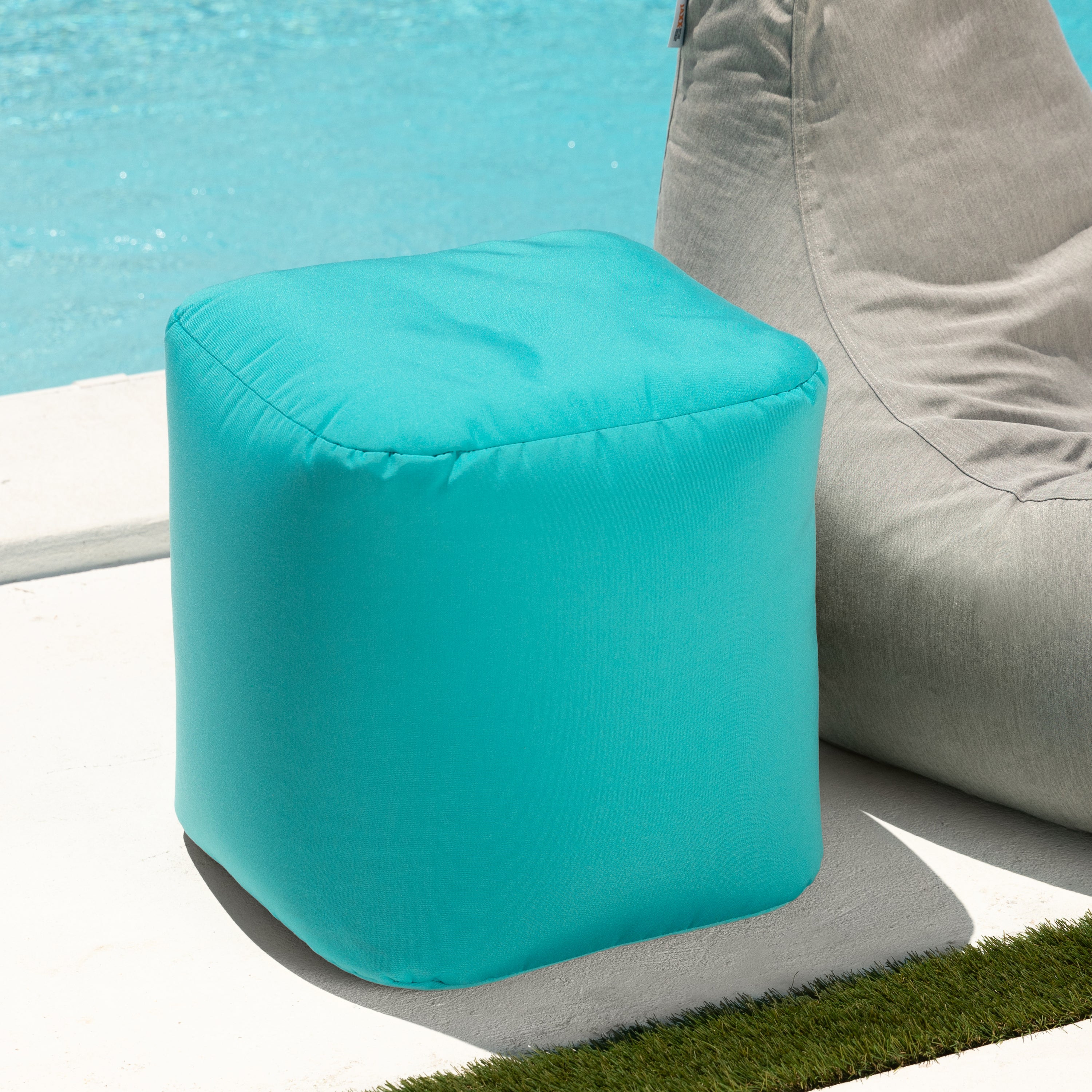 Jaxx Luckie Outdoor Patio Bean Bag Ottoman, Light Blue