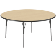 60" Round T-Molding Activity Table with Adjustable Standard Swivel Glide Legs - Maple/Black