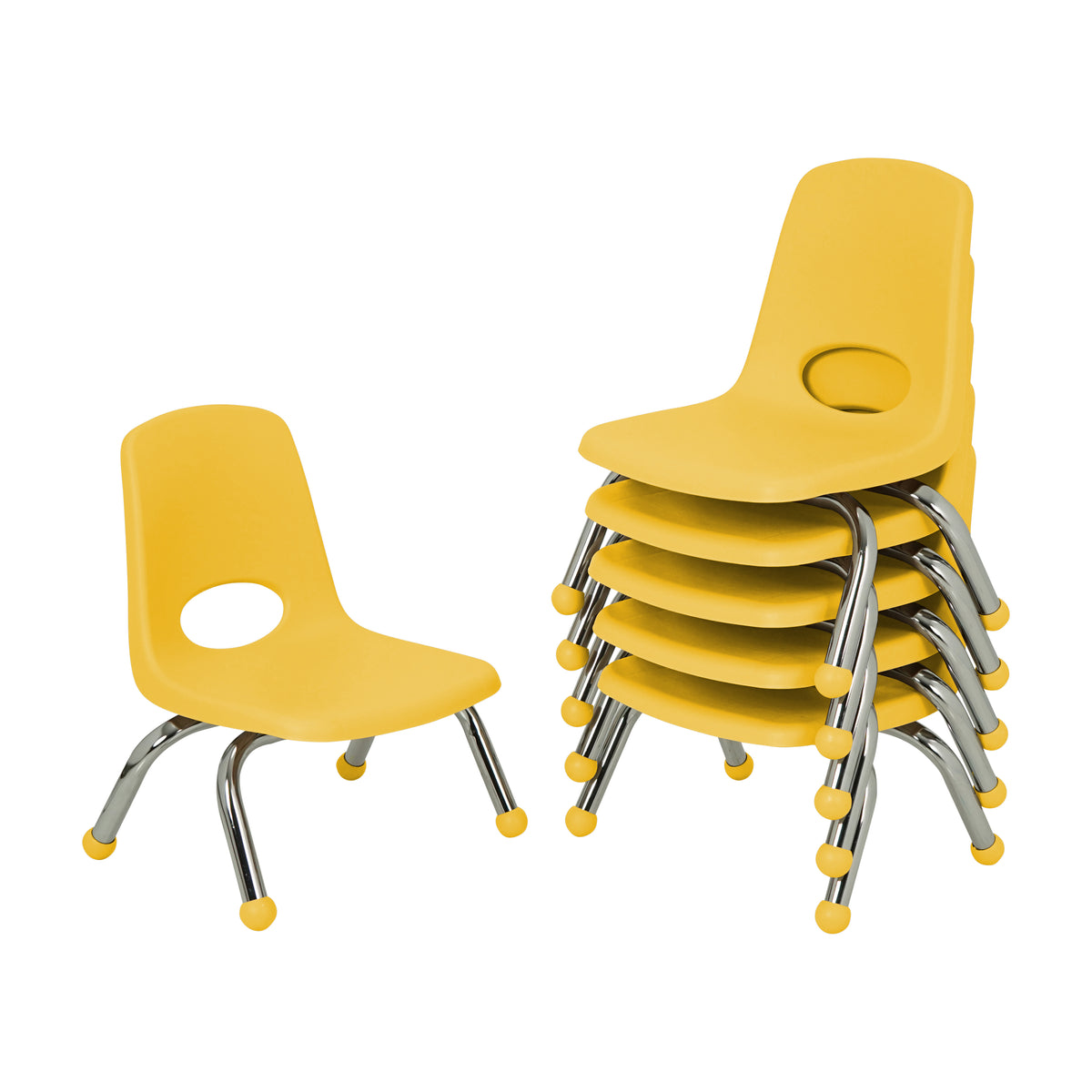 8" Stack Chair with Ball Glides, 6-Pack - Yellow