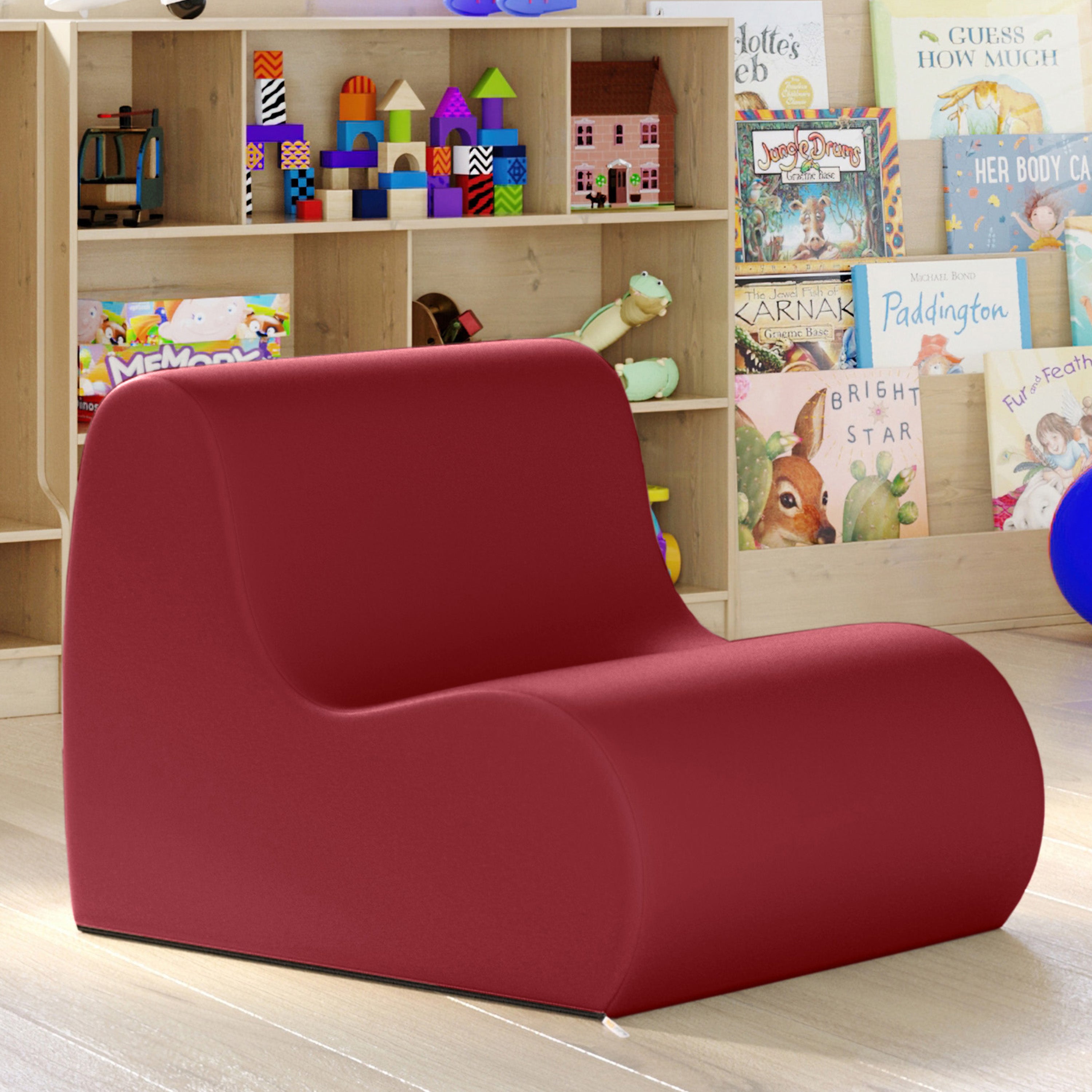 Jaxx Midtown Medium Classroom Soft Foam Chair - Premium Vinyl Cover - Claret Dark Red