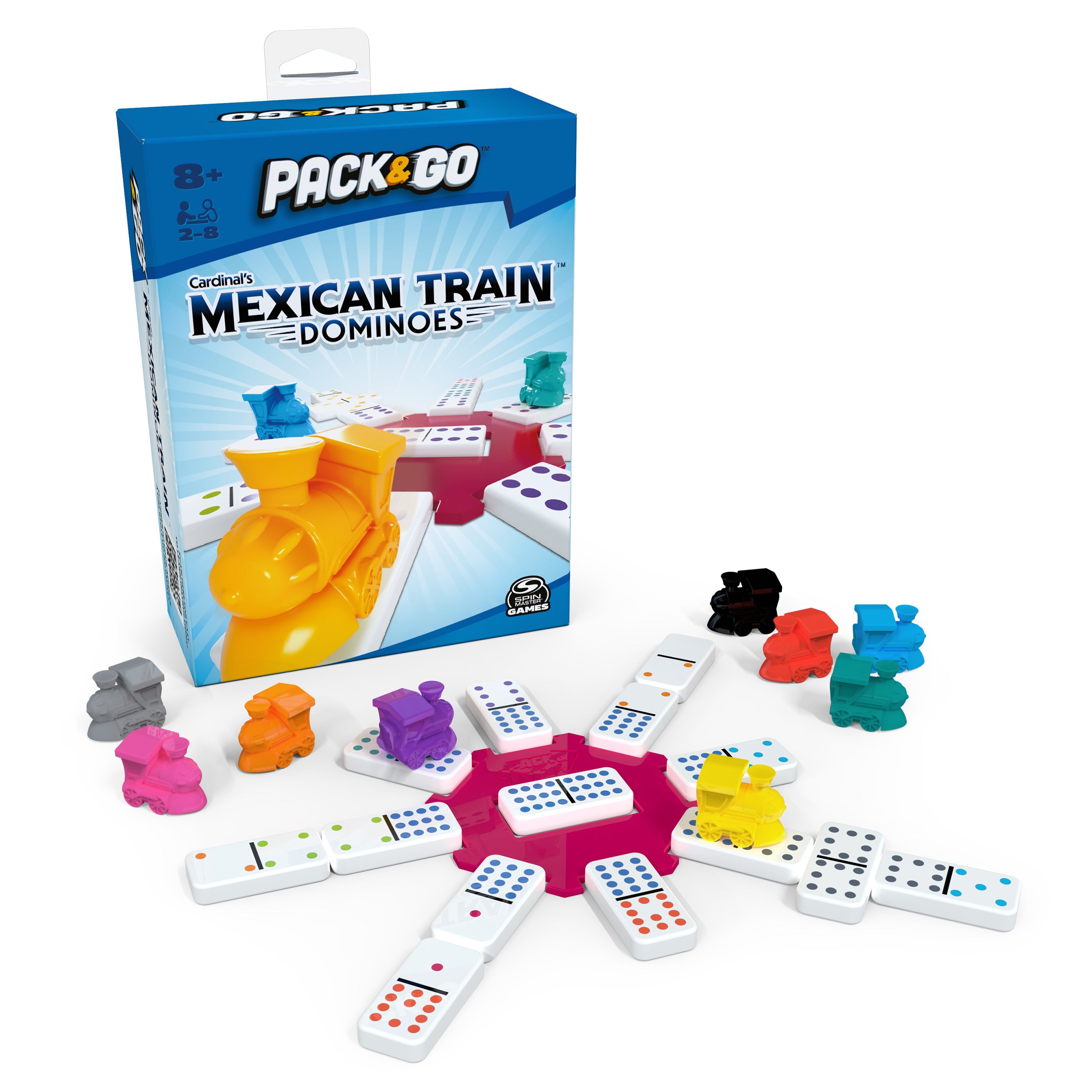 Pack & Go Mexican Train Dominoes from Spin Master Games Portable Dominoes Set Kids Games Classic Board Games for Adults and Kids Ages 8 and up