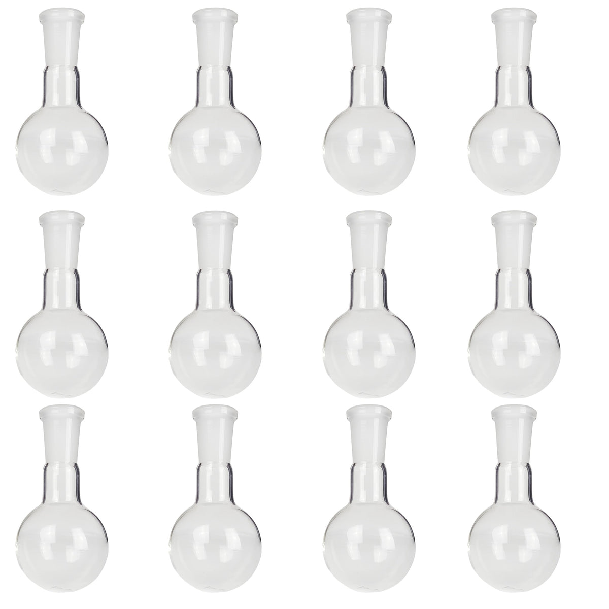 Flask, Boiling, Borosilicate Glass, Round-Bottom, 125ml, 24/40 Ground Glass Joint, Pack of 12