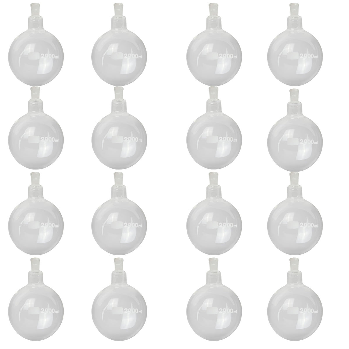 Flask, Boiling, Borosilicate Glass, Round-Bottom, 2000ml, 24/40 Ground Glass Joint, Case of 16